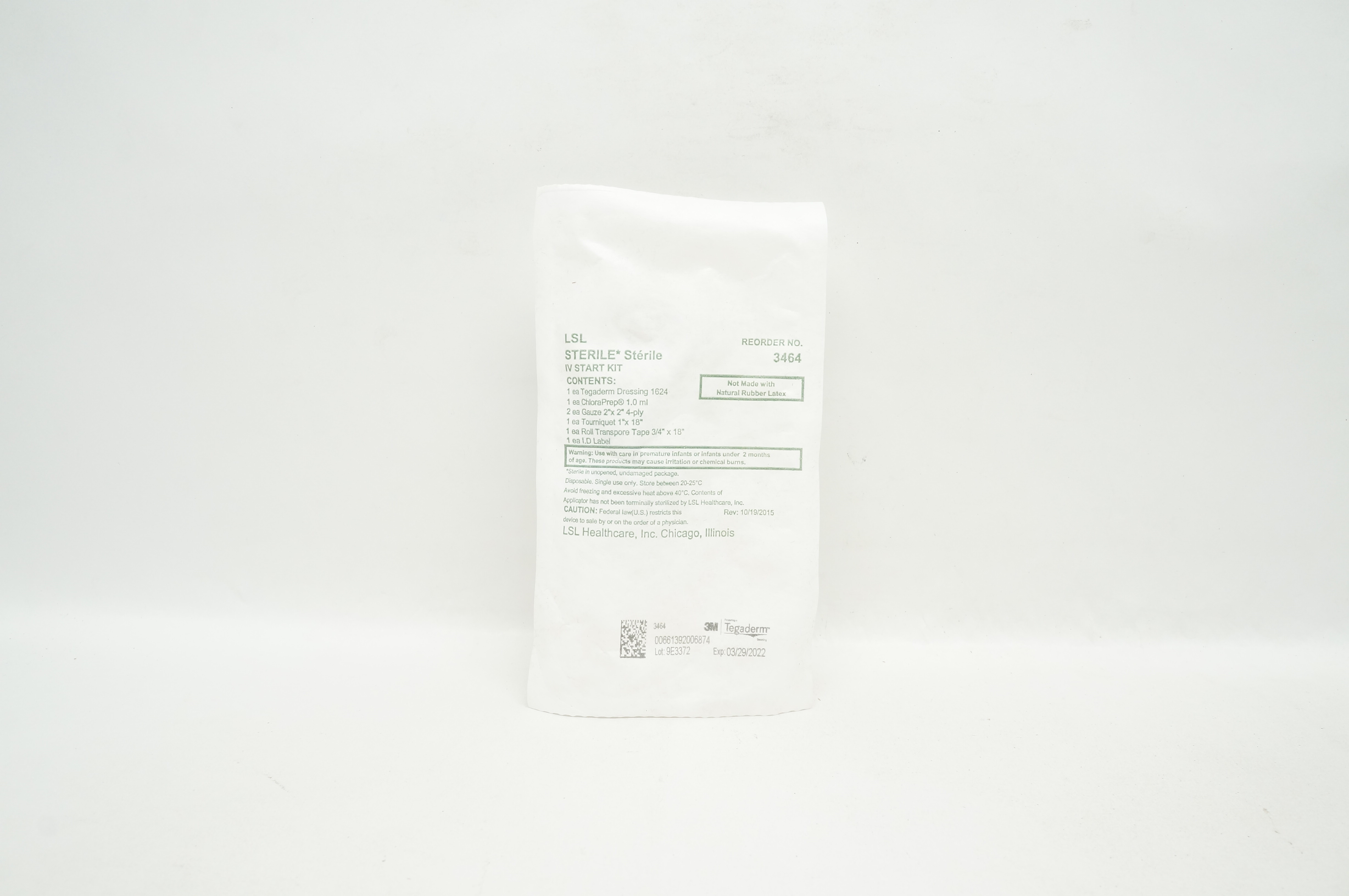 3M 3464 Tegaderm LSL Sterile IV Start Kit