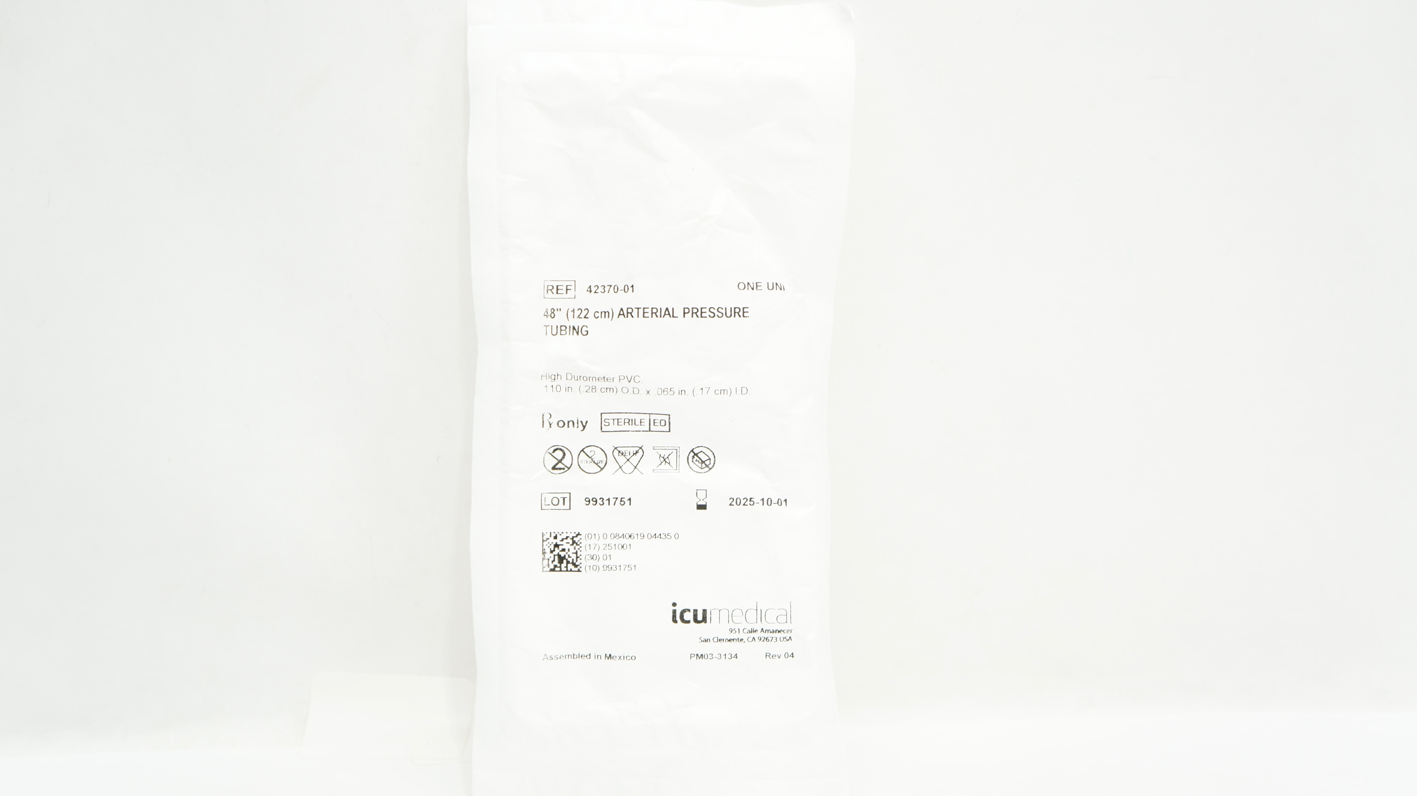 ICU Medical 42370-01 Arterial Pressure Tubing 48inch