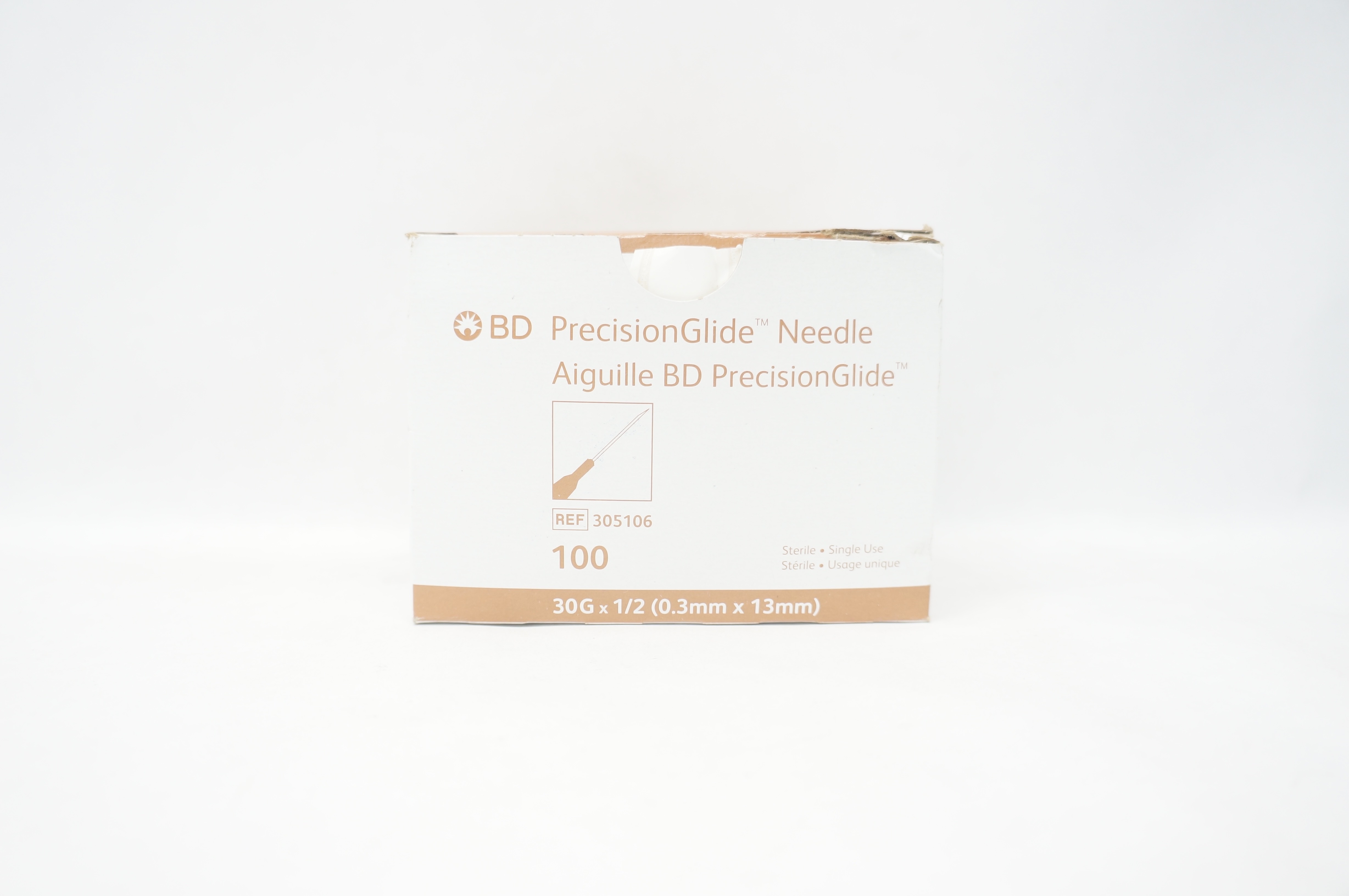 BD 305106 PrecisionGlide Ndle 30G x 1/2inch - Box of 100