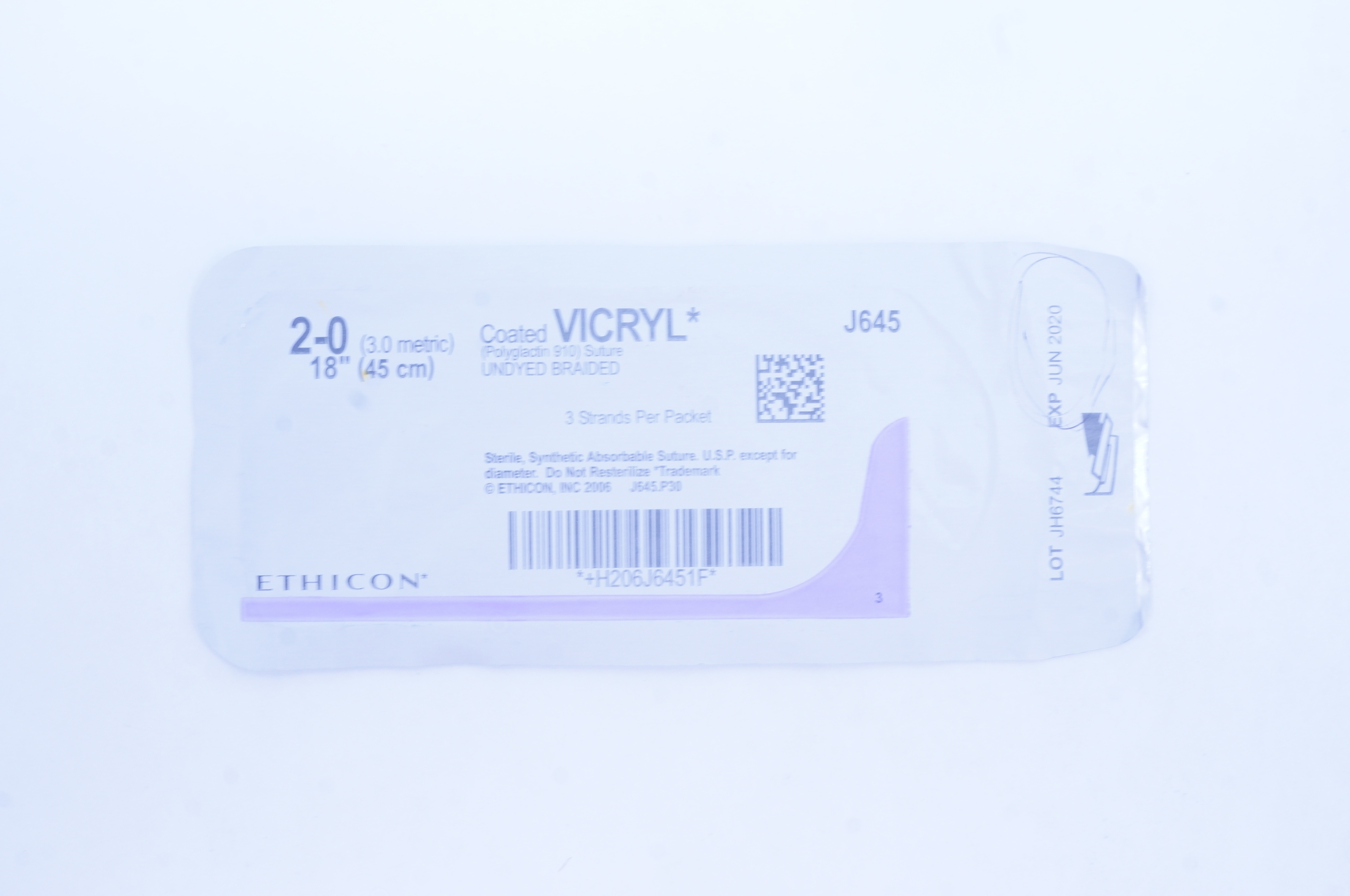 Ethicon J645 2-0 Coated VICRYL (Polyglactin 910) Stre 18 inch (x)