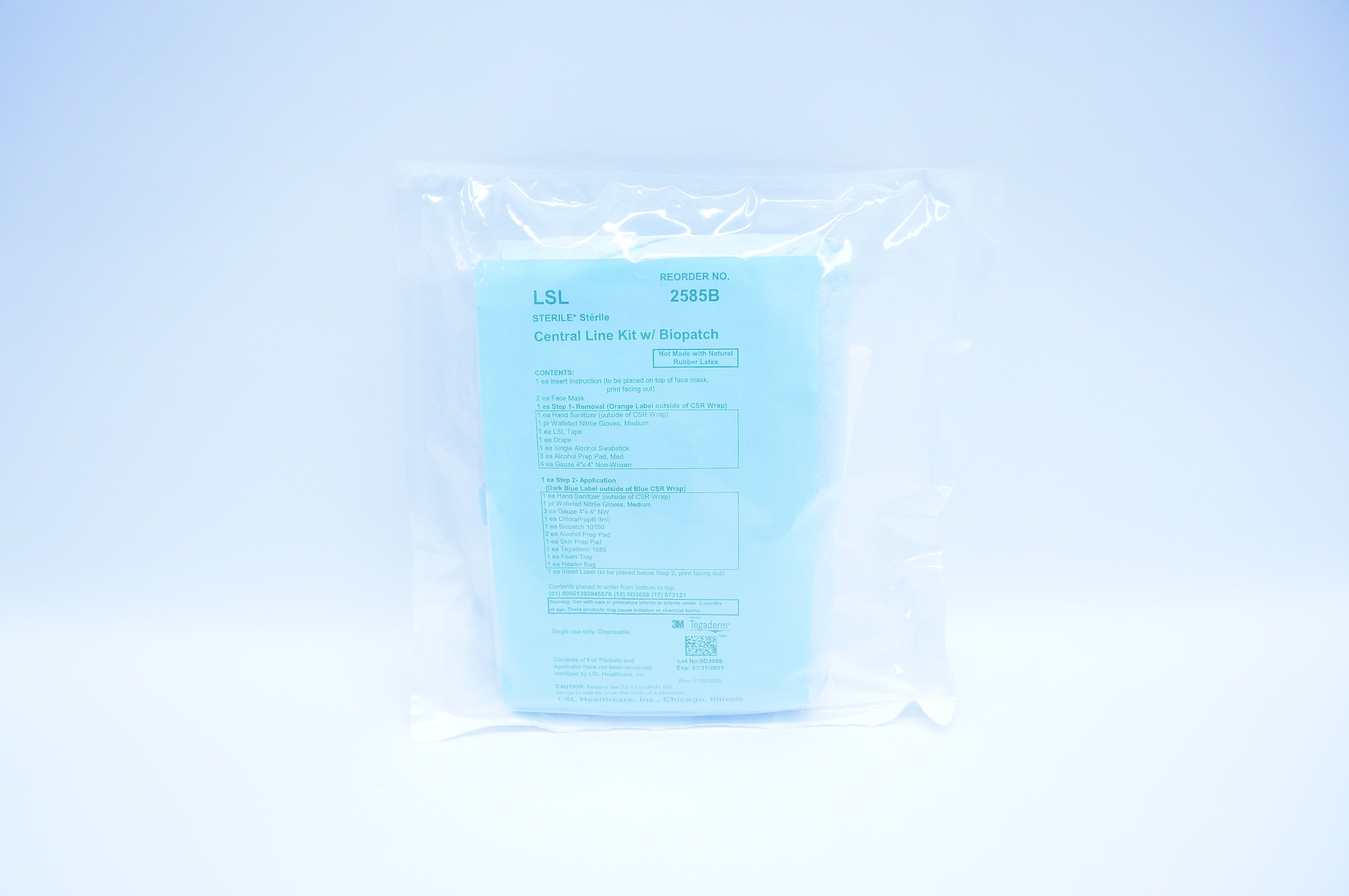 LSL 2585B Central Line Kit w/ Biopatch