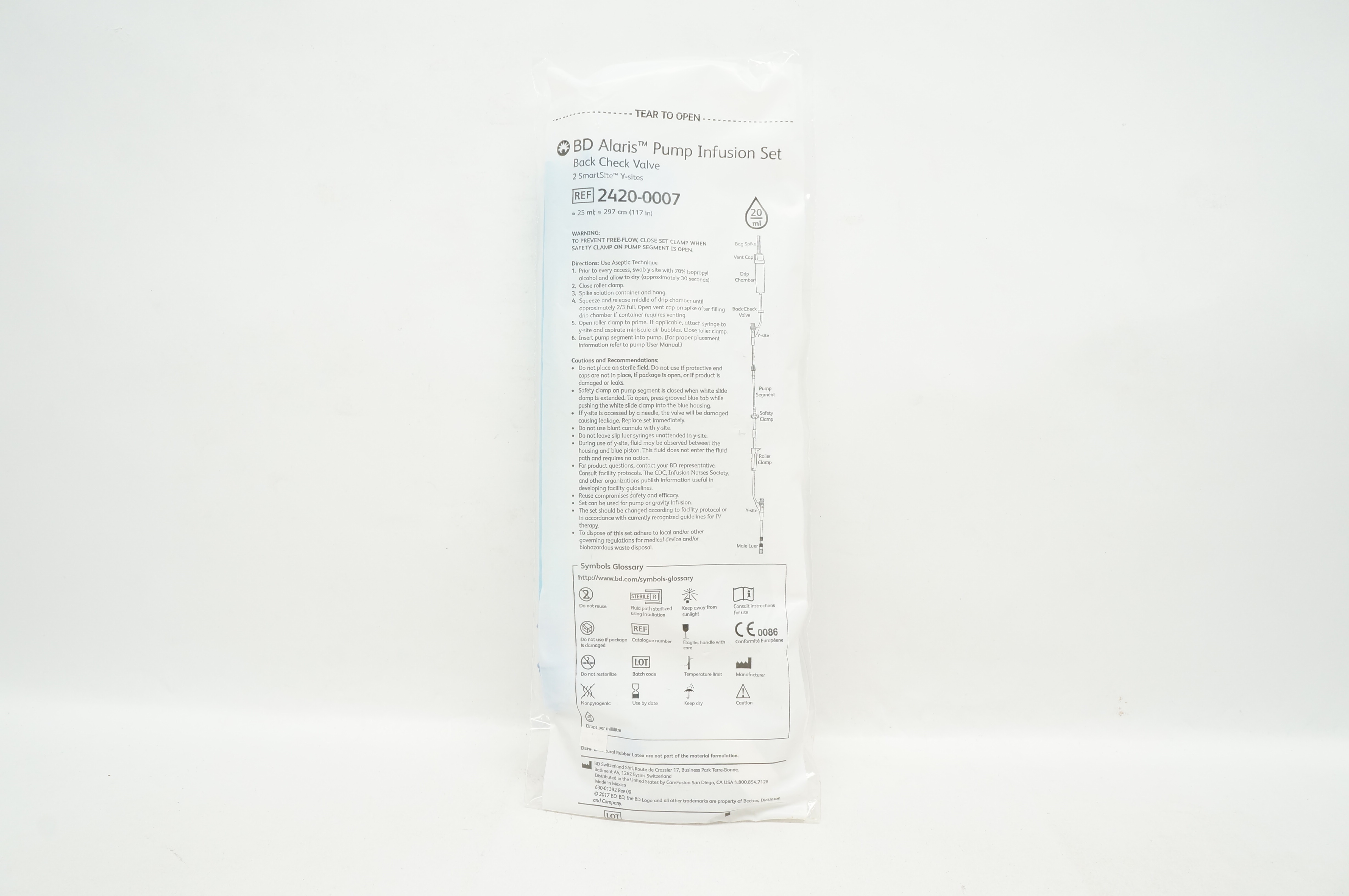 BD 2420-0007 Alaris Pump Infusion Set Back Check Valve 20ml