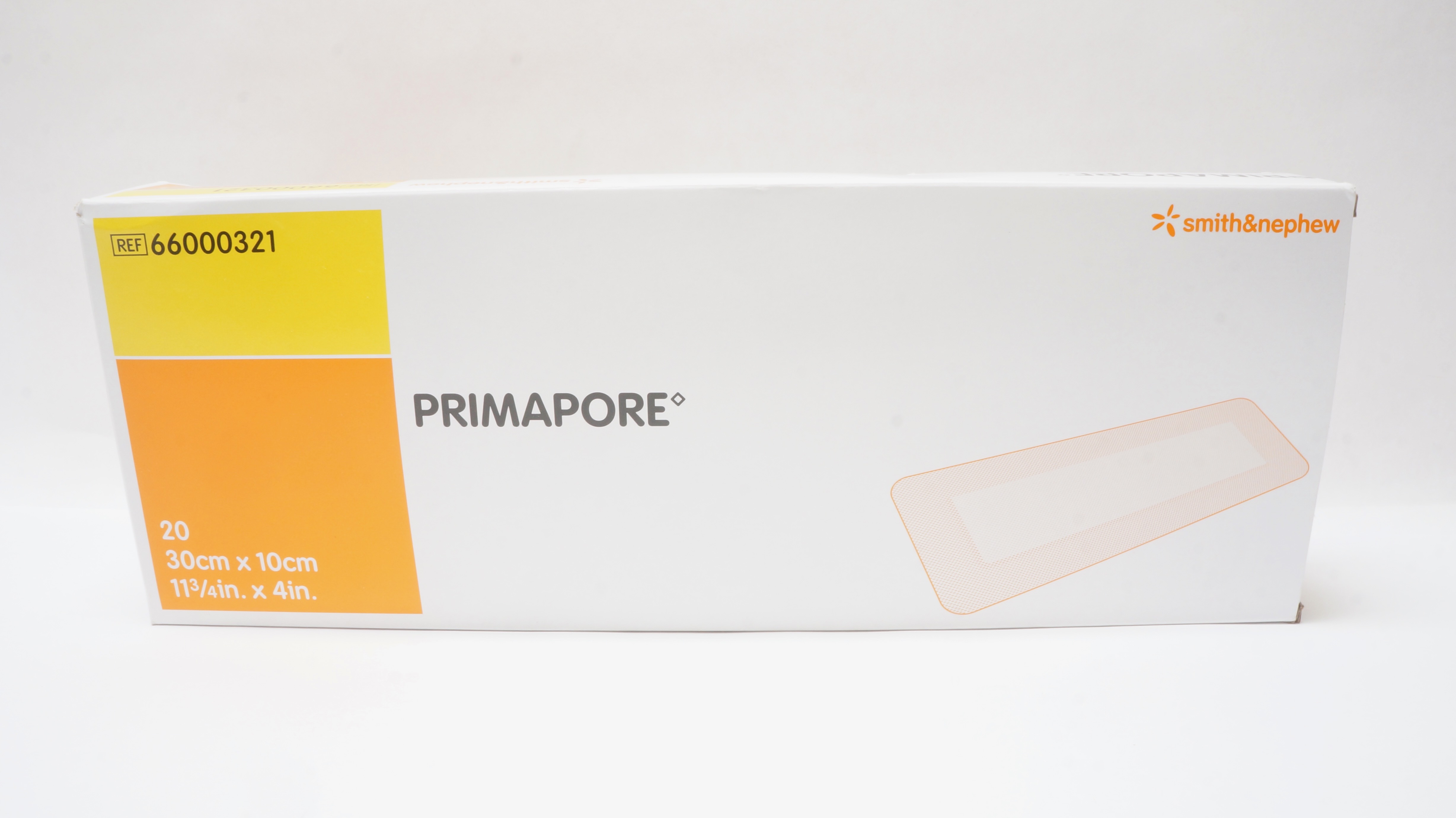 Smith&Nephew 66000321 PRIMAPORE Non-Woven Adhesive Wound 11-3/4inx 4in-Box of 20