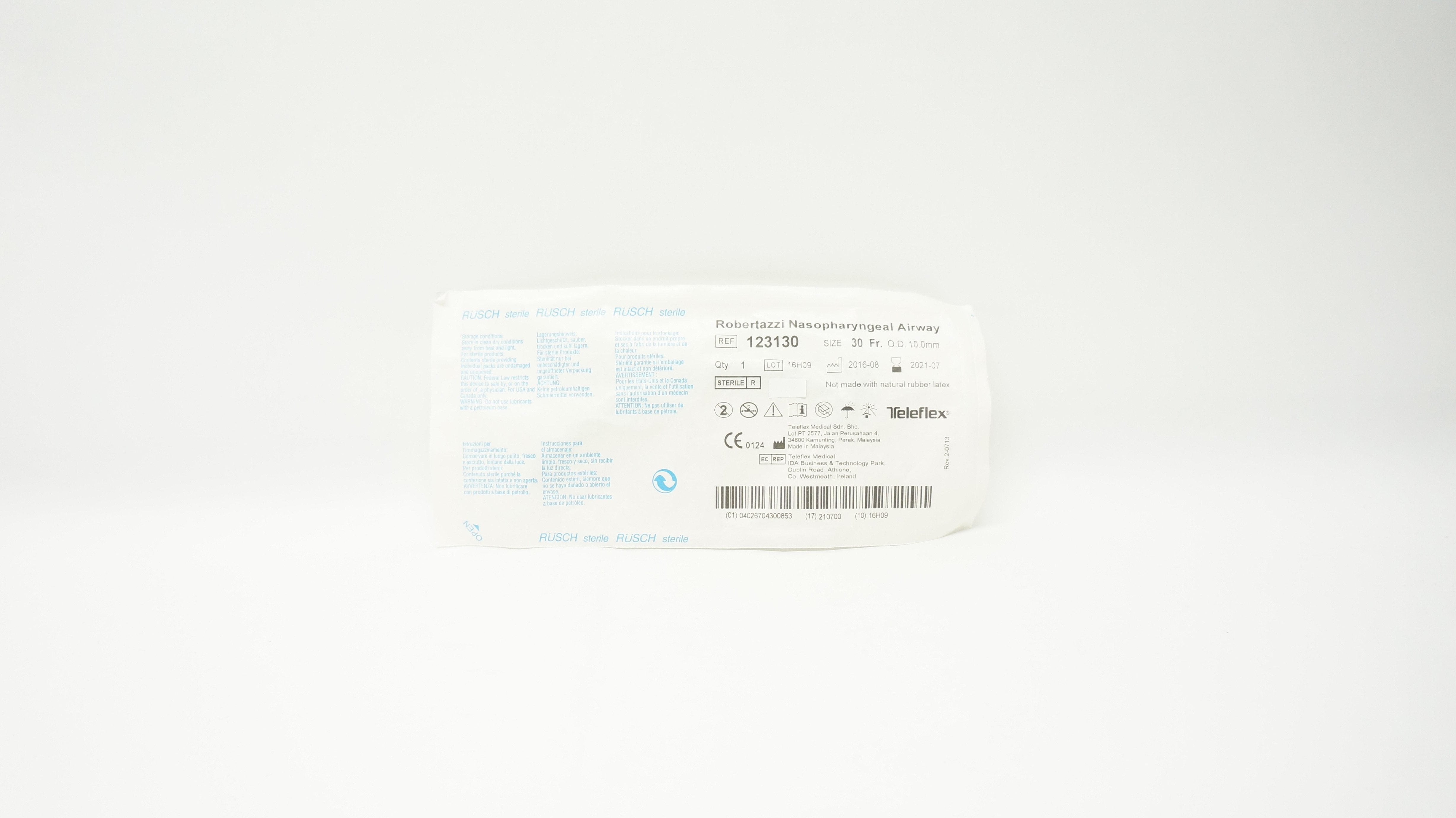 Teleflex 123130 Rusch Robertazzi Nasopharyngeal Airway 30Fr x 10.0mm O.D. (x)