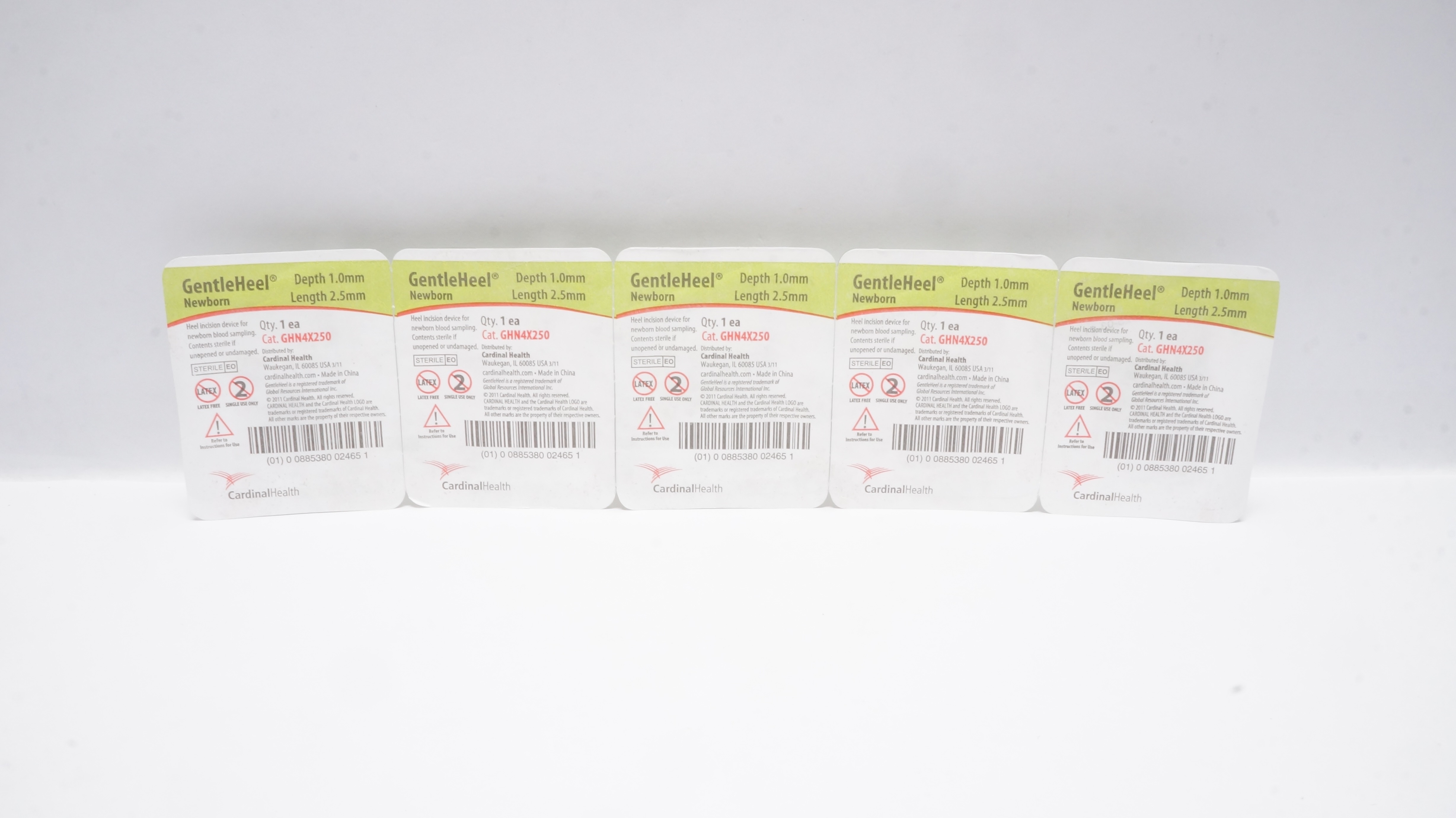 Cardinal Health GHN4X250 GentleHeel Newborn Incision Device 1.0x2.5mm - Lot of 5