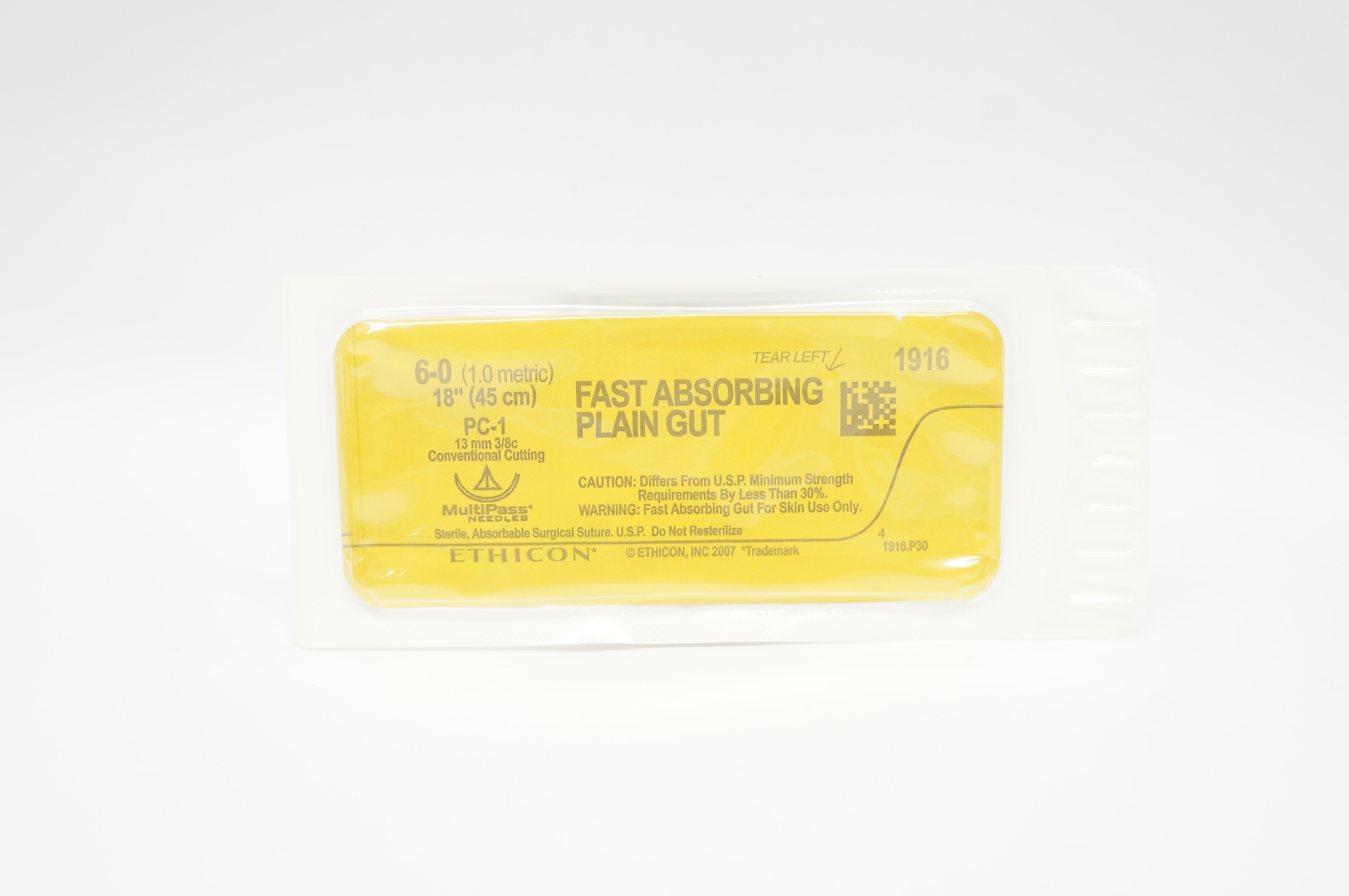 Ethicon 1916 6-0 Plain Gut PC-1 13mm 3/8c Conventional Cutting 18 inch