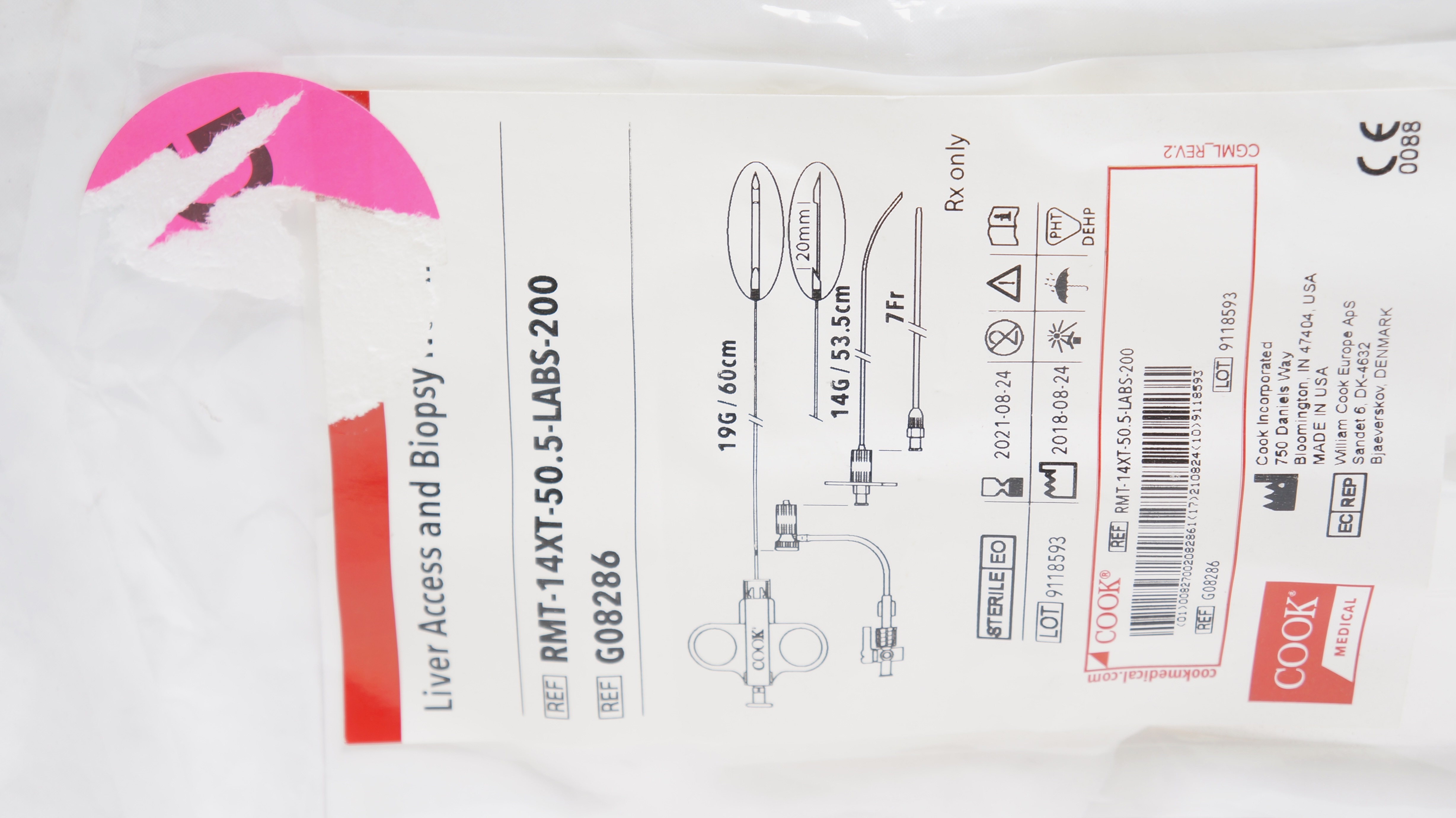 Cook Medical G08286 Liver Access and Biopsy Ndle 19G/60cm 14G/53.5cm (x)