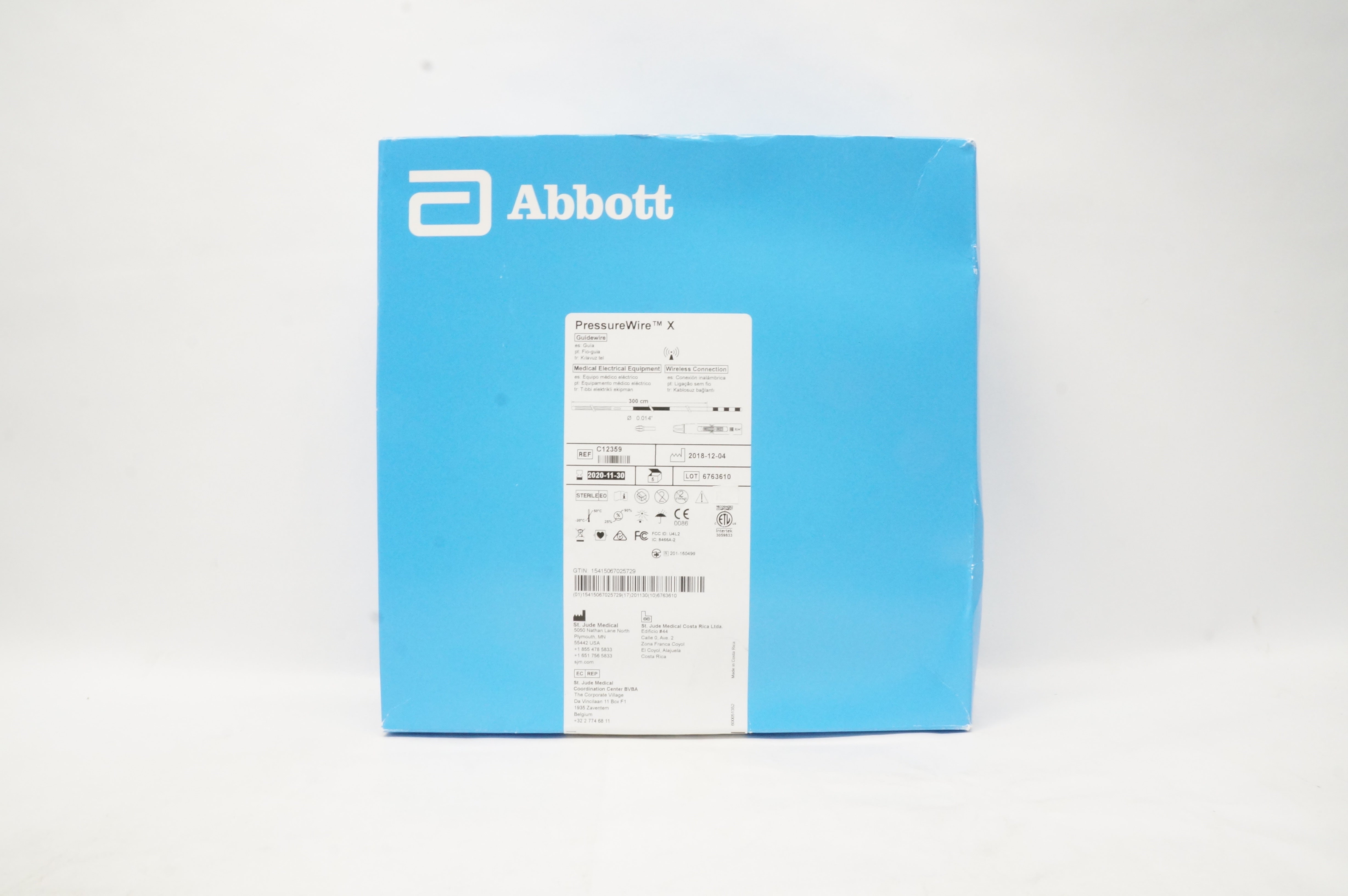 Abbott C12359 PressureWire X Guidewire 300cm x 0.014inch Box of 4 (x)