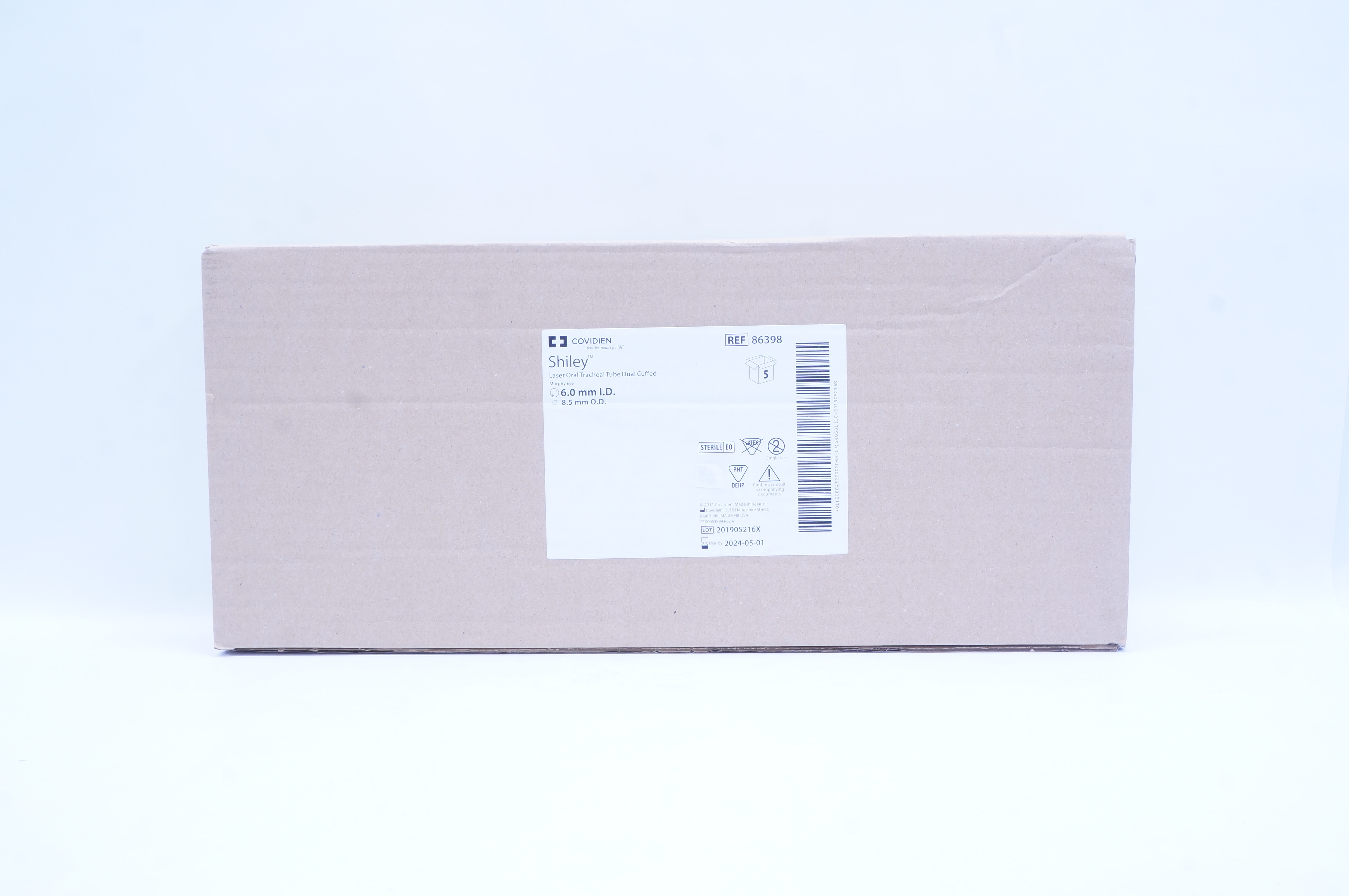 Covidien 86398 Shiley Laser Oral Tracheal Tube Dual Cuffed 6 x 8.5mm - Box of 5