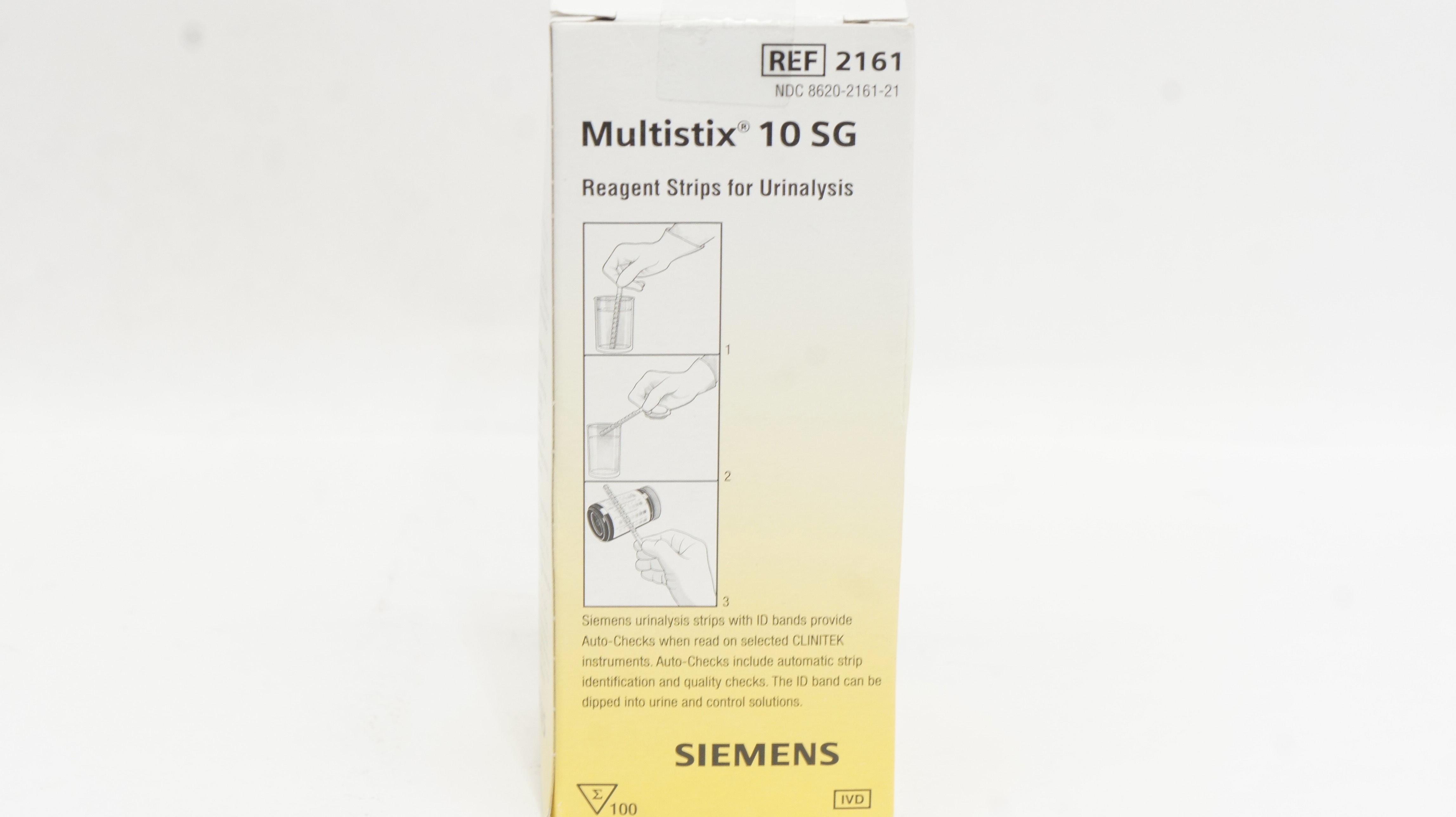 Siemens 2161 Multistix 10 SG Reagent Strips for Urinalysis - Box of 100