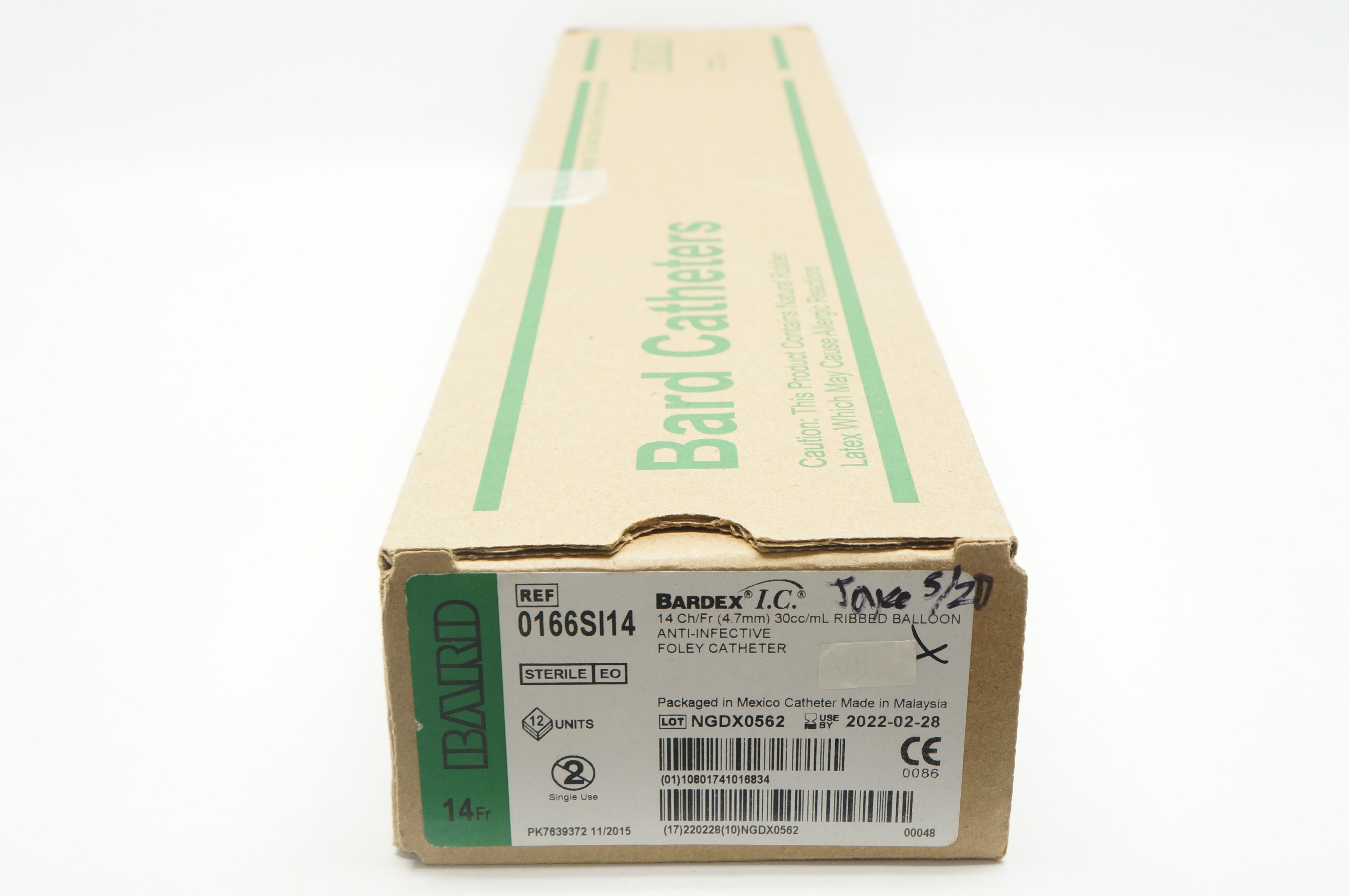Bard 0166SI14 Bardex I.C. Foley Cath. 14Fr., 30ml - Box of 12