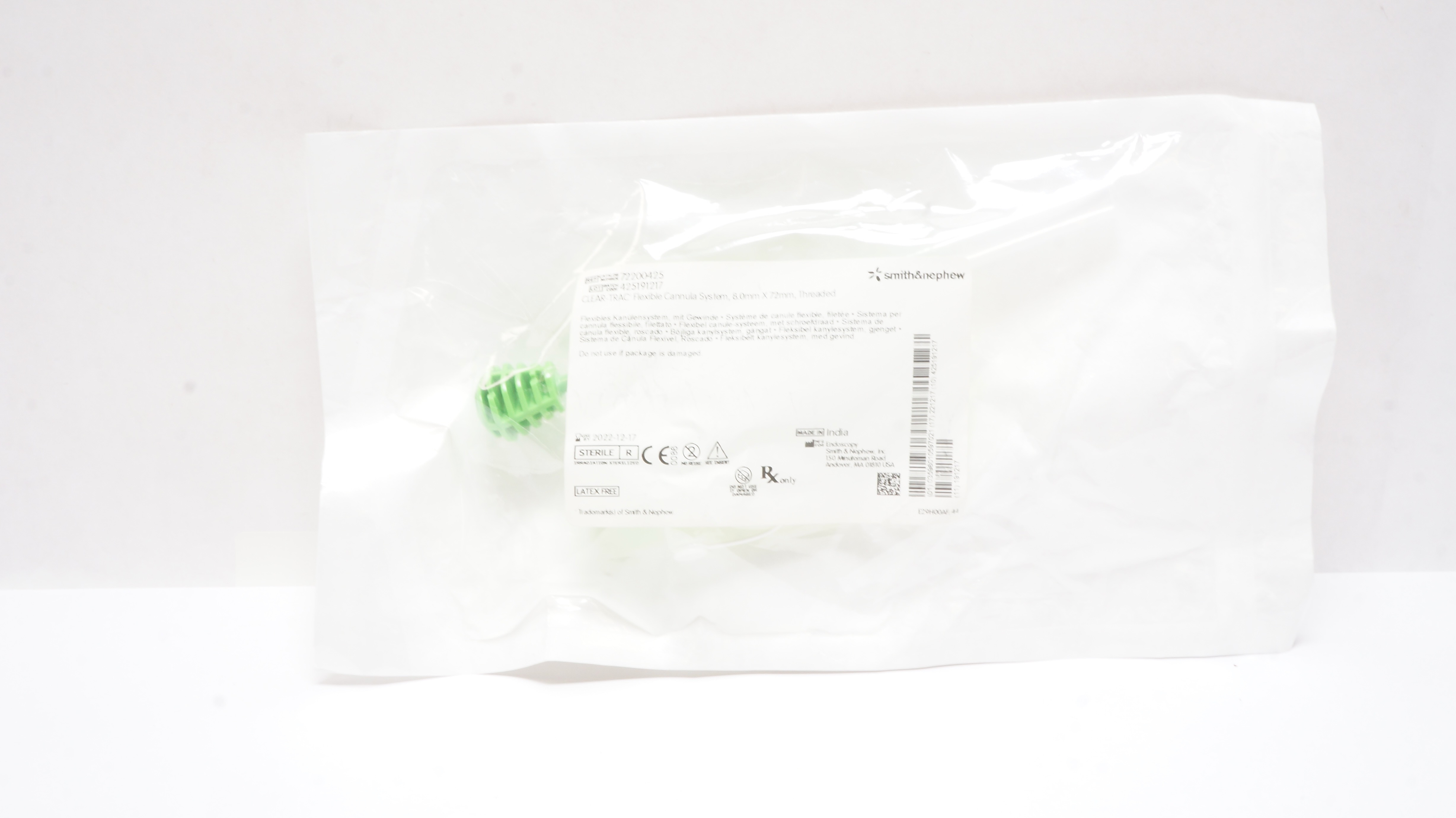 Smith&Nephew 72200425 Clear-Trac Flexible Cannula System 8.0mm x72mm Threaded(x)