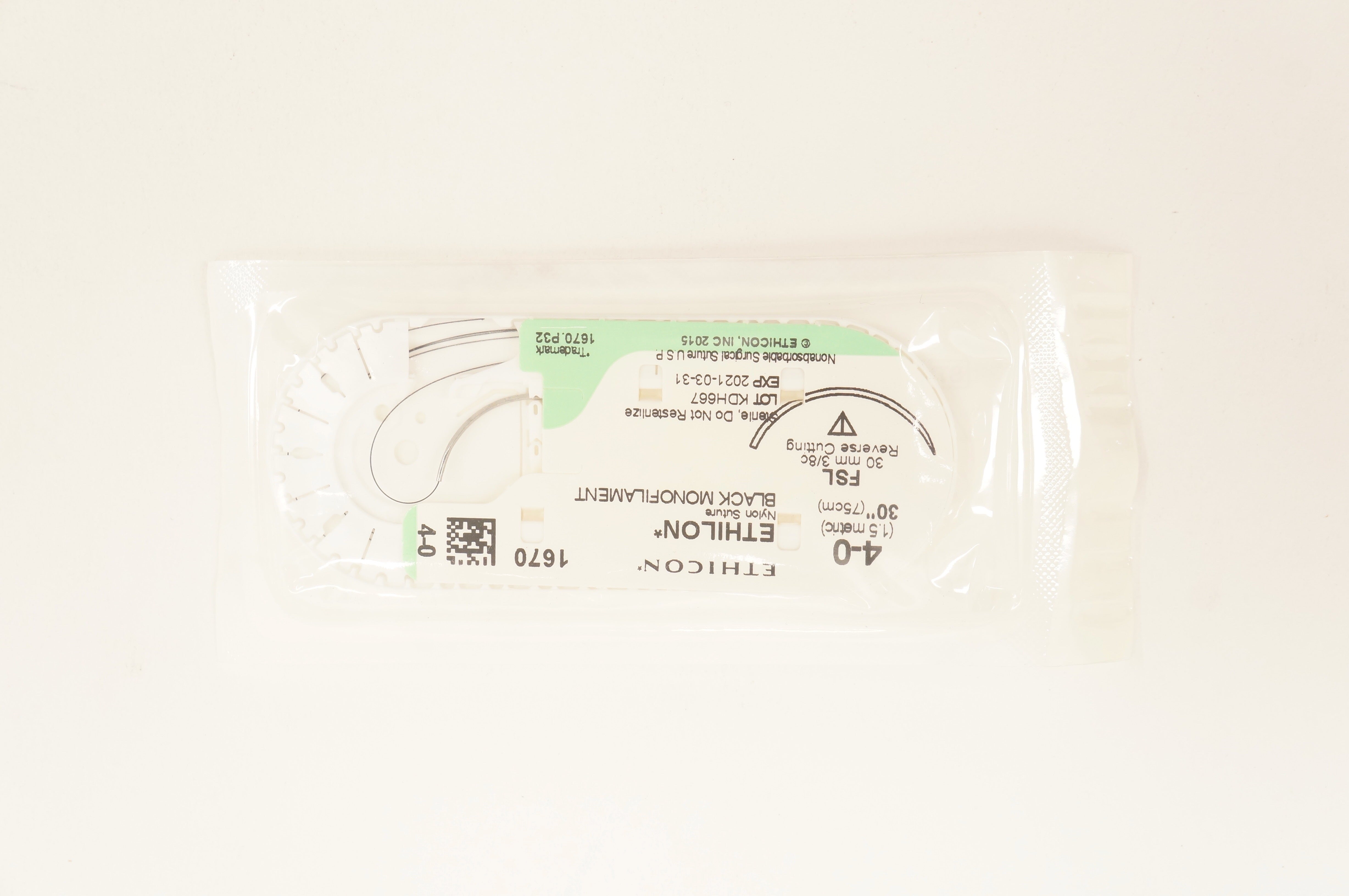 Ethicon 1670 4-0 ETHILON FSL 30mm 3/8c Reverse Cutting 30inch (x)