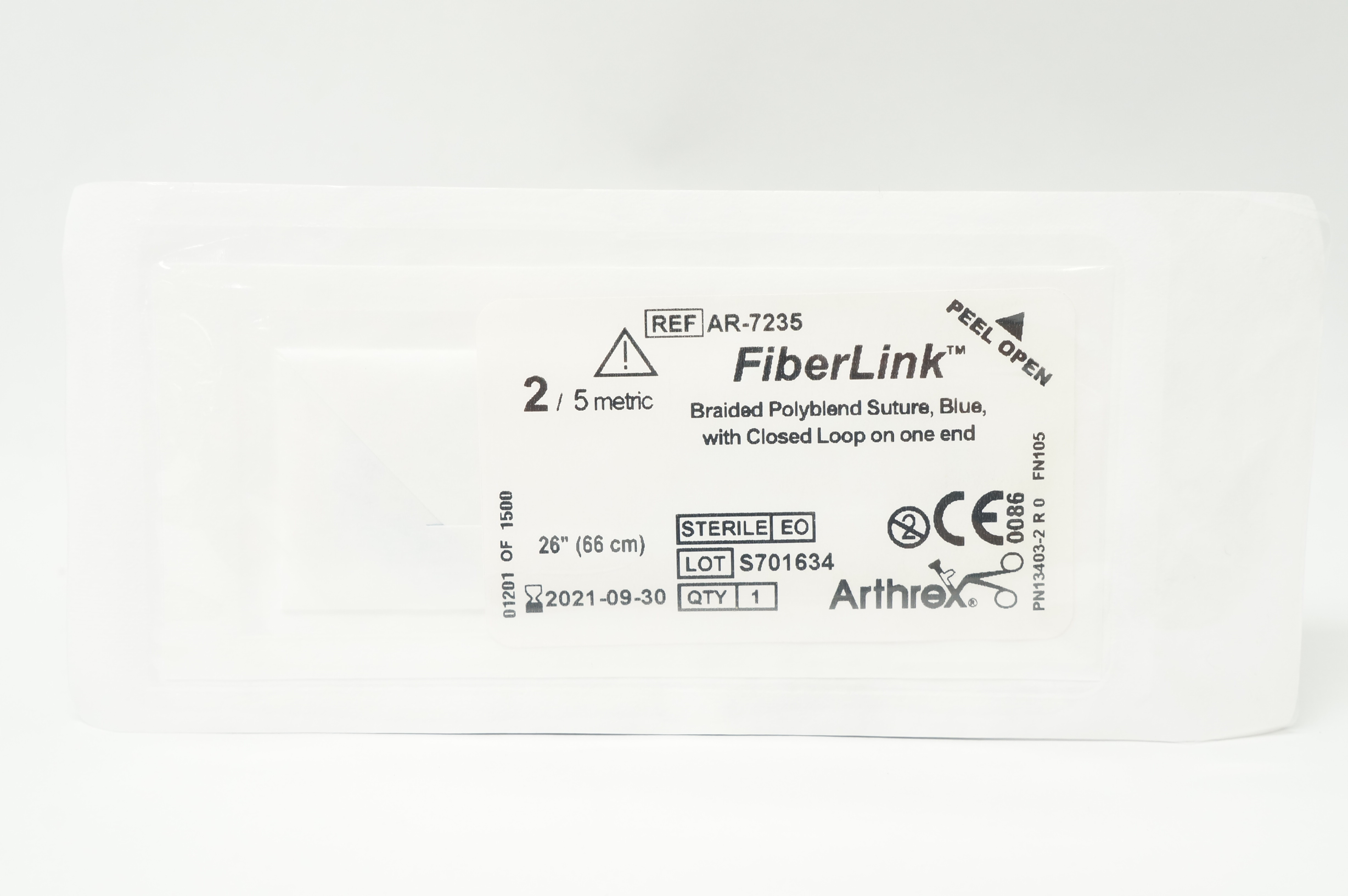 Arthrex AR-7235 FiberLink 2 Braided Polyblend Stre, Blue 26 inch (x)