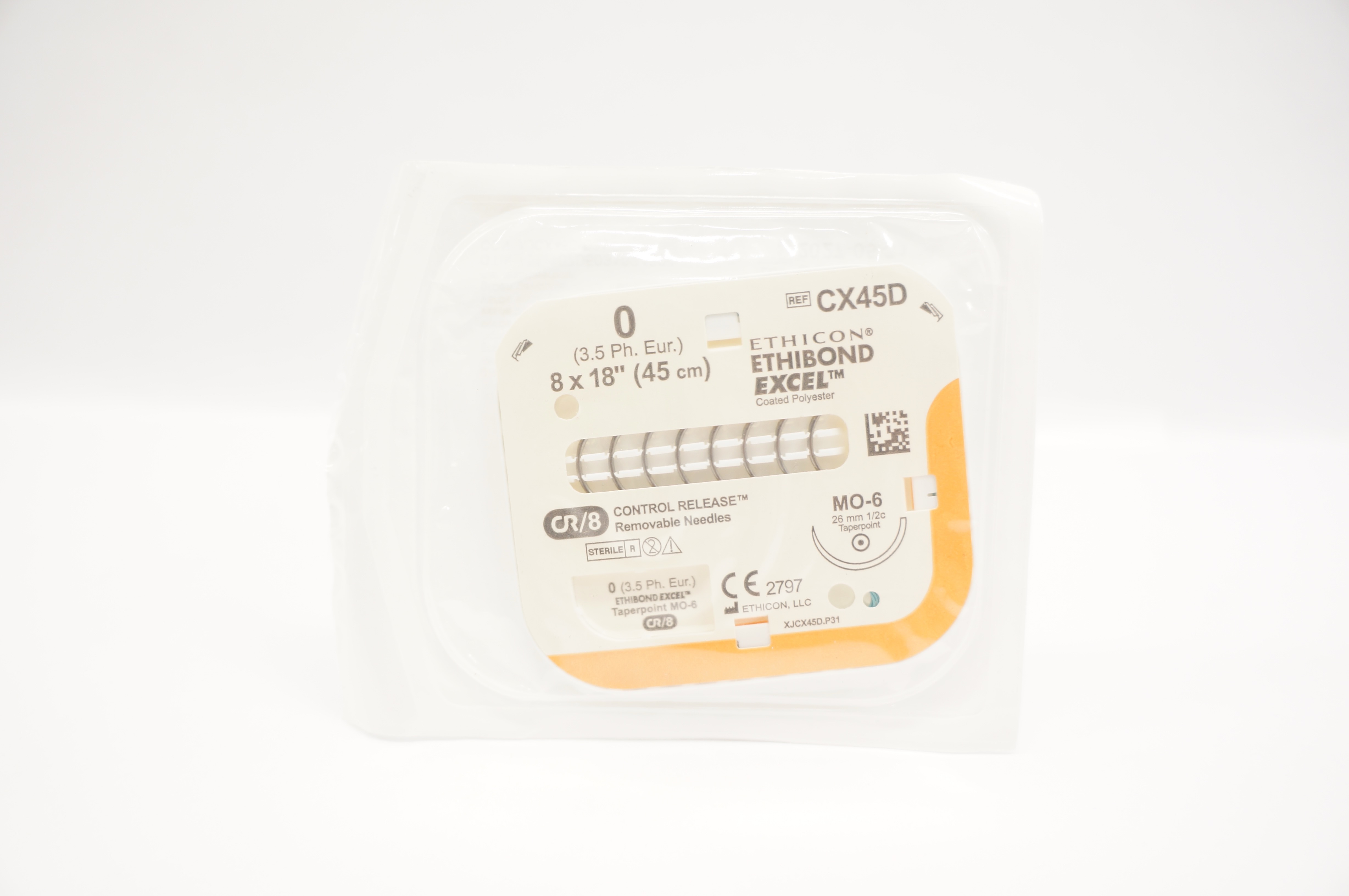 Ethicon CX45D 0 Ethibond Excel Braided Stre MO-6 26mm 1/2c Taperpoint 8x18 inch
