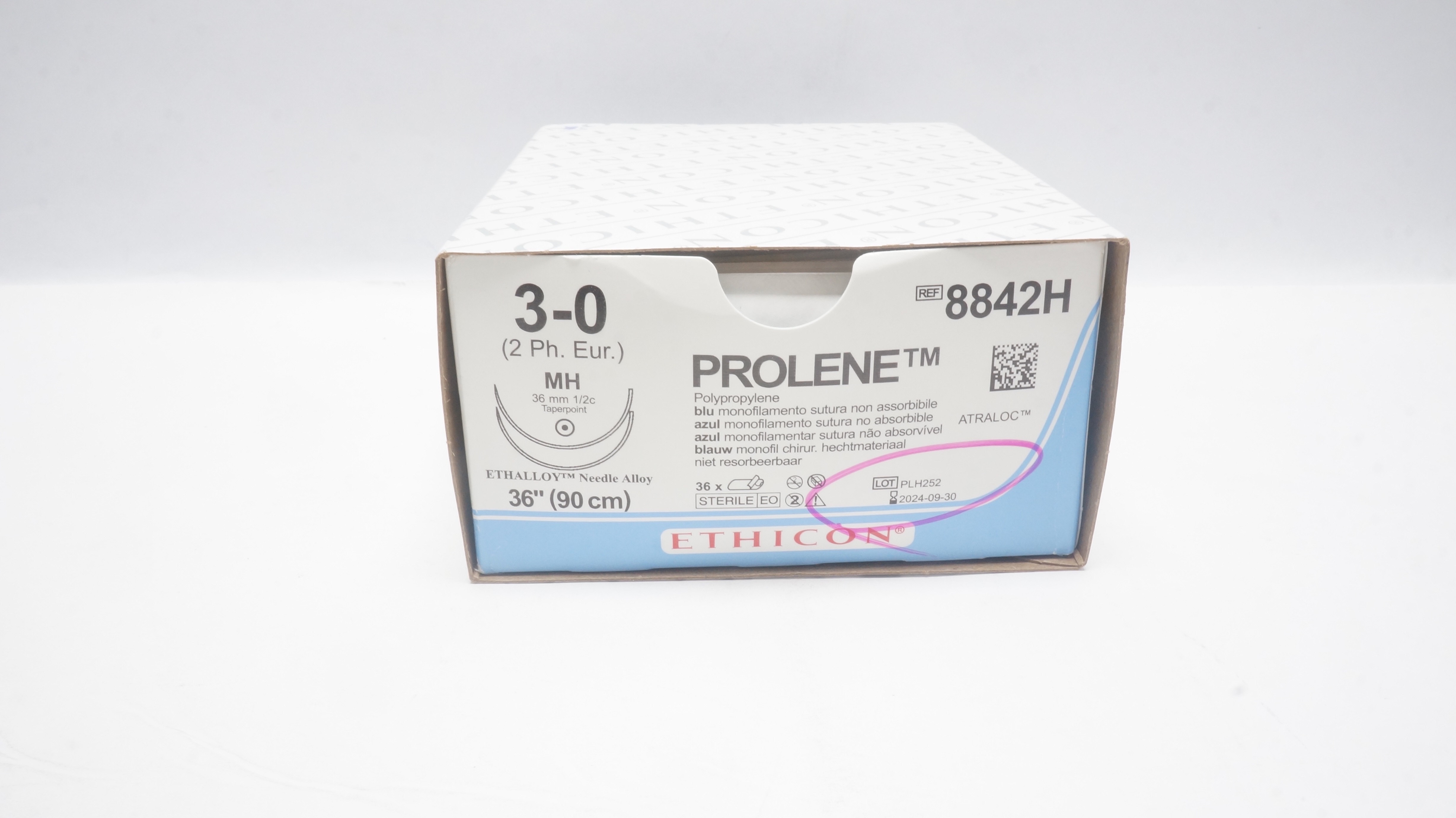 Ethicon 8842H 3-0 PROLENE, Blue MH 36mm 1/2c Taper, 36In - Box of 35 (x)