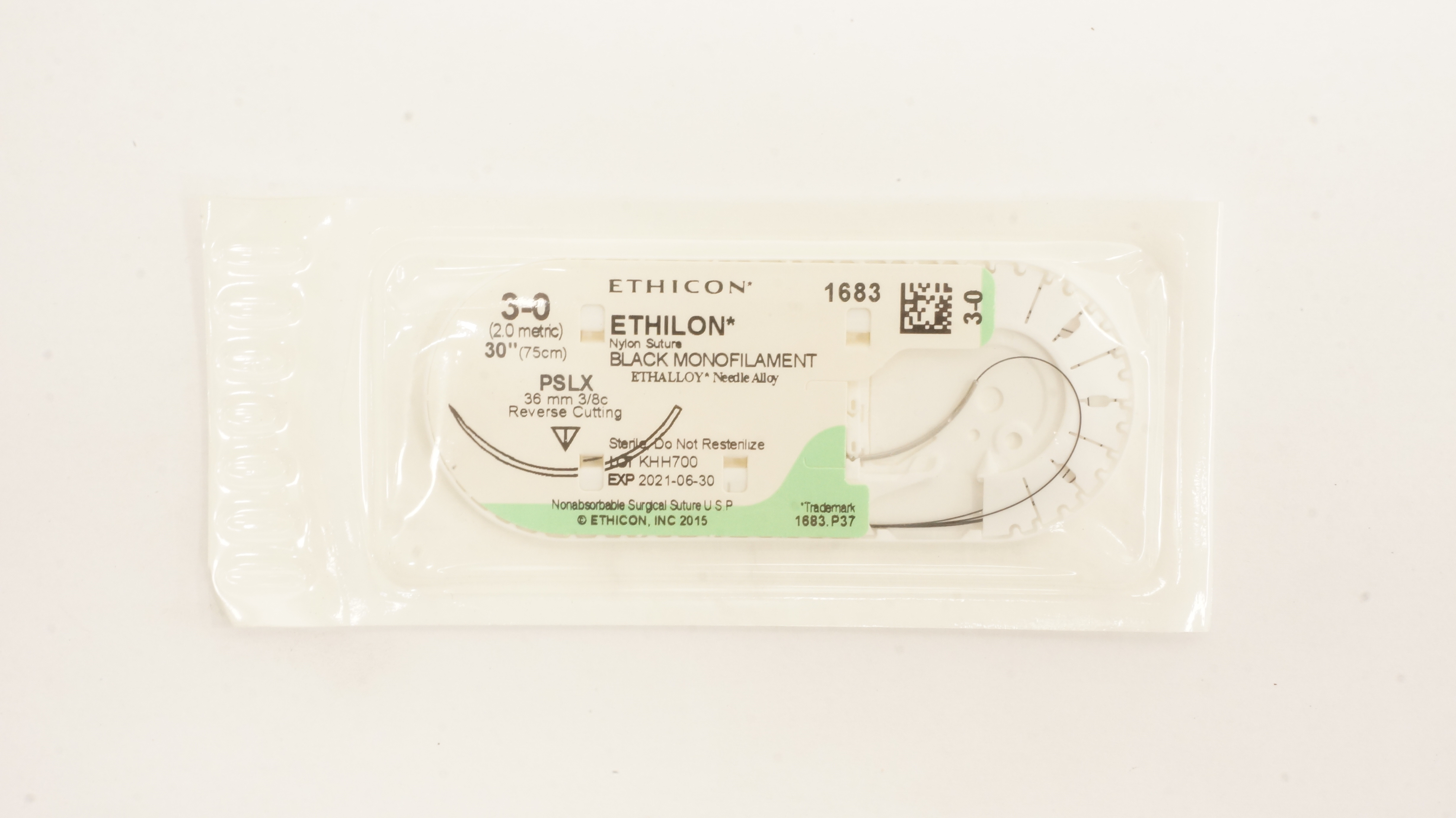 Ethicon 1683 3-0 ETHILON Nylon Stre PSLX 36mm 3/8c Reverse Cutting, 30inch (x)