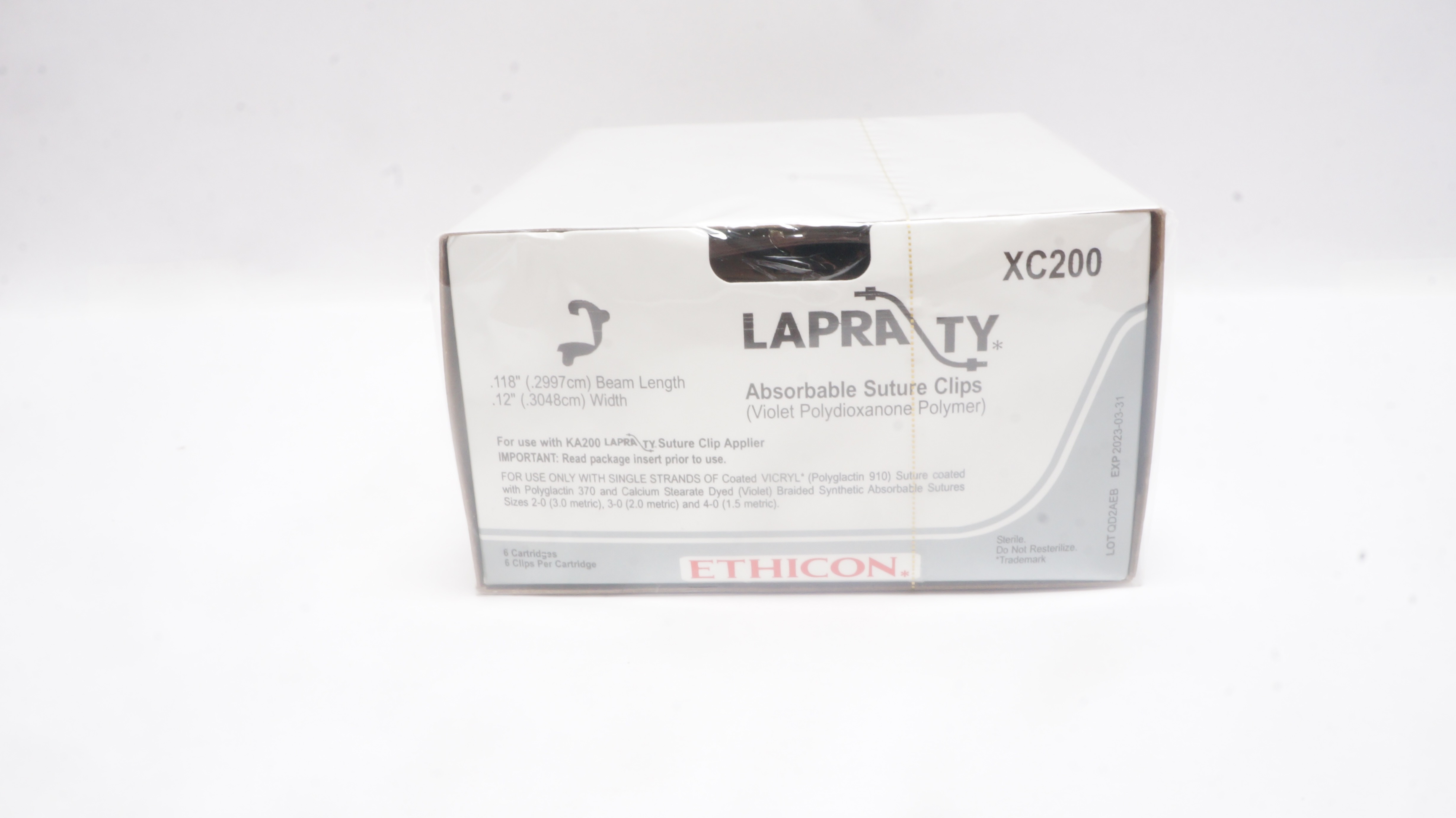 Ethicon XC200 LAPRATY Absorbable Stre Clips 0.118inch x 0.12inch - Box(x)