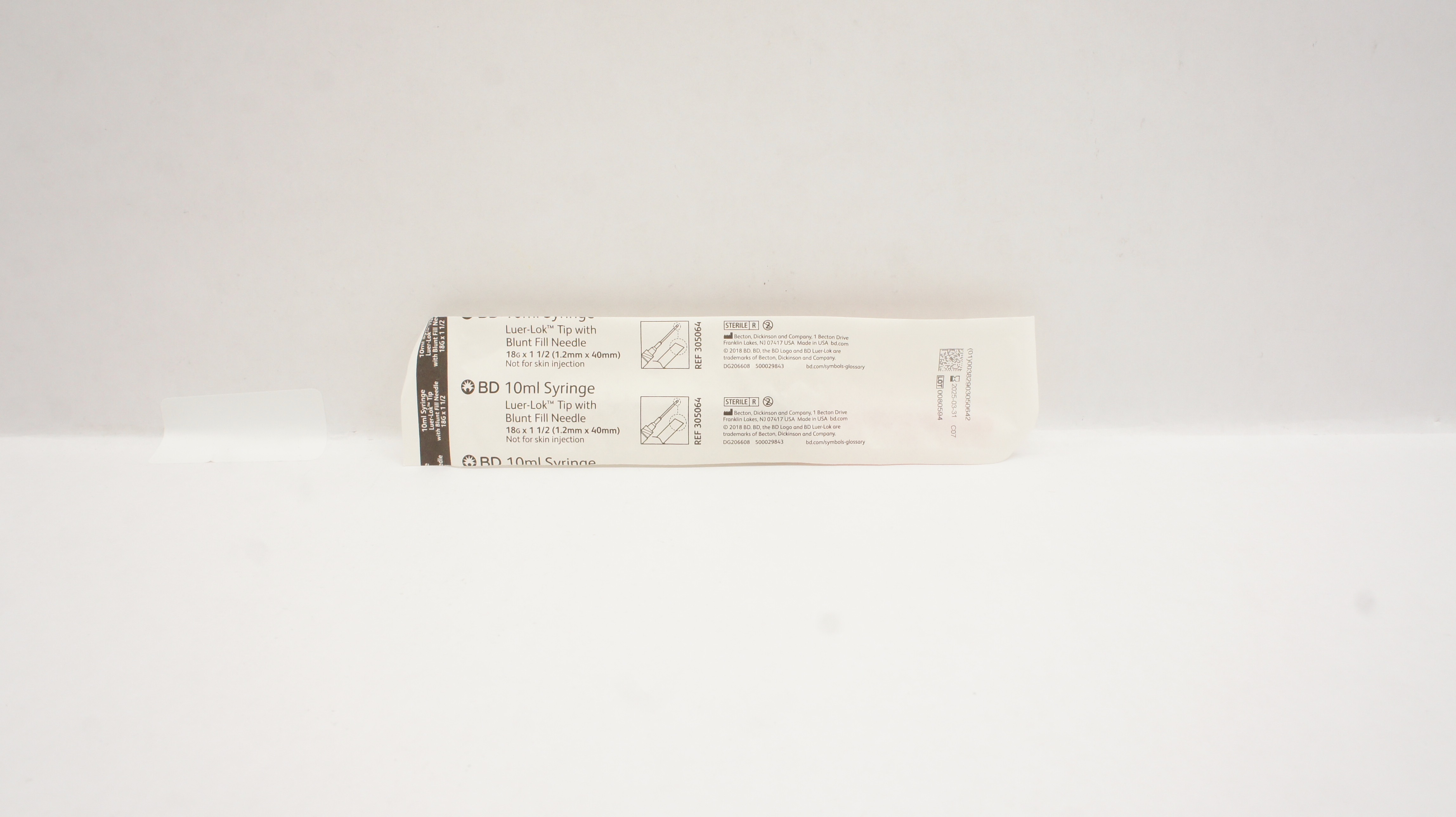 BD 305064 LuerLok Tip Syringe with Blunt Fill Ndle 10ml 18G x 11/2inch