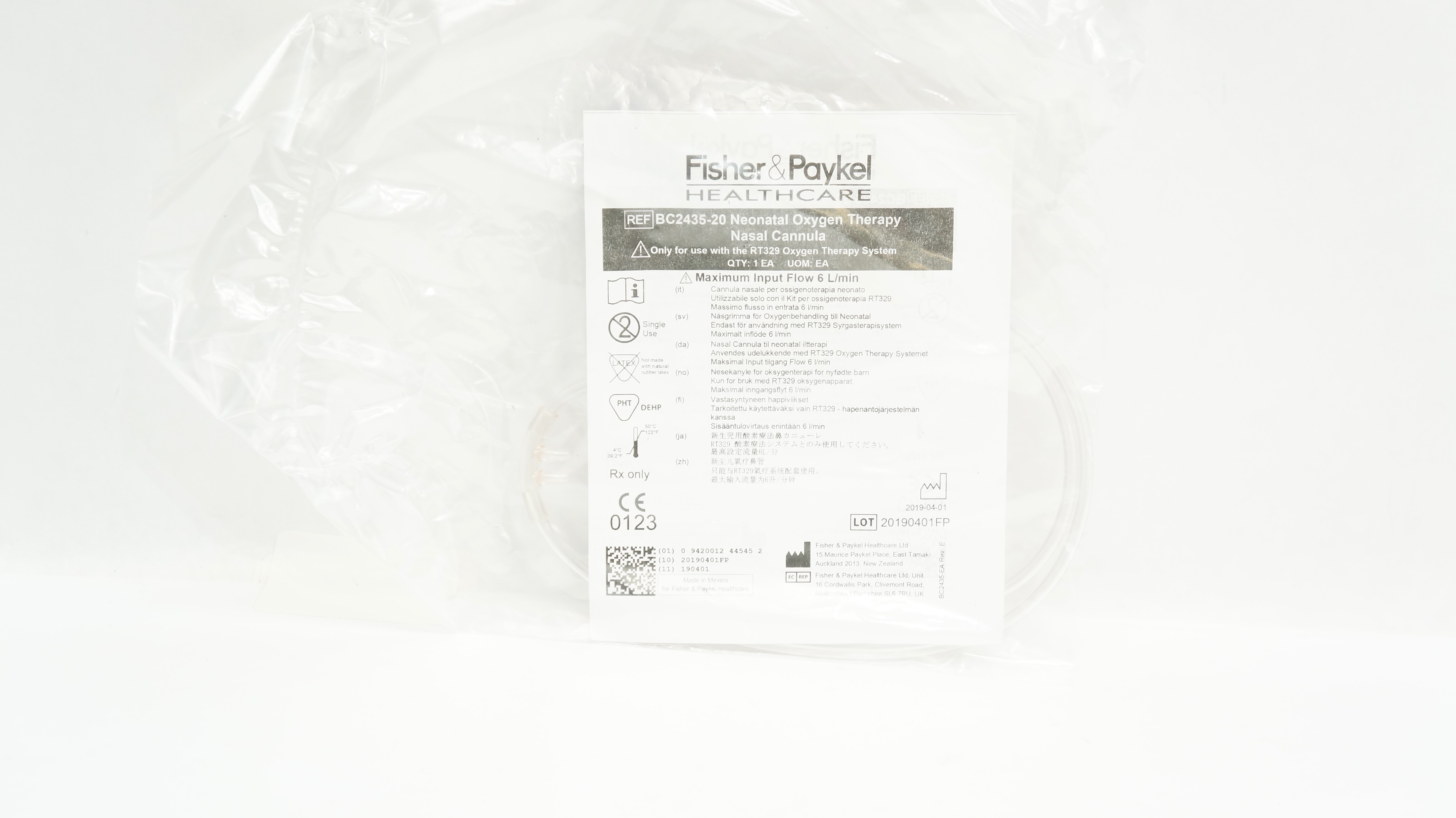 Fisher&Paykel BC2435-20 Neonatal Oxygen Therapy Nasal Cannula 6L/min