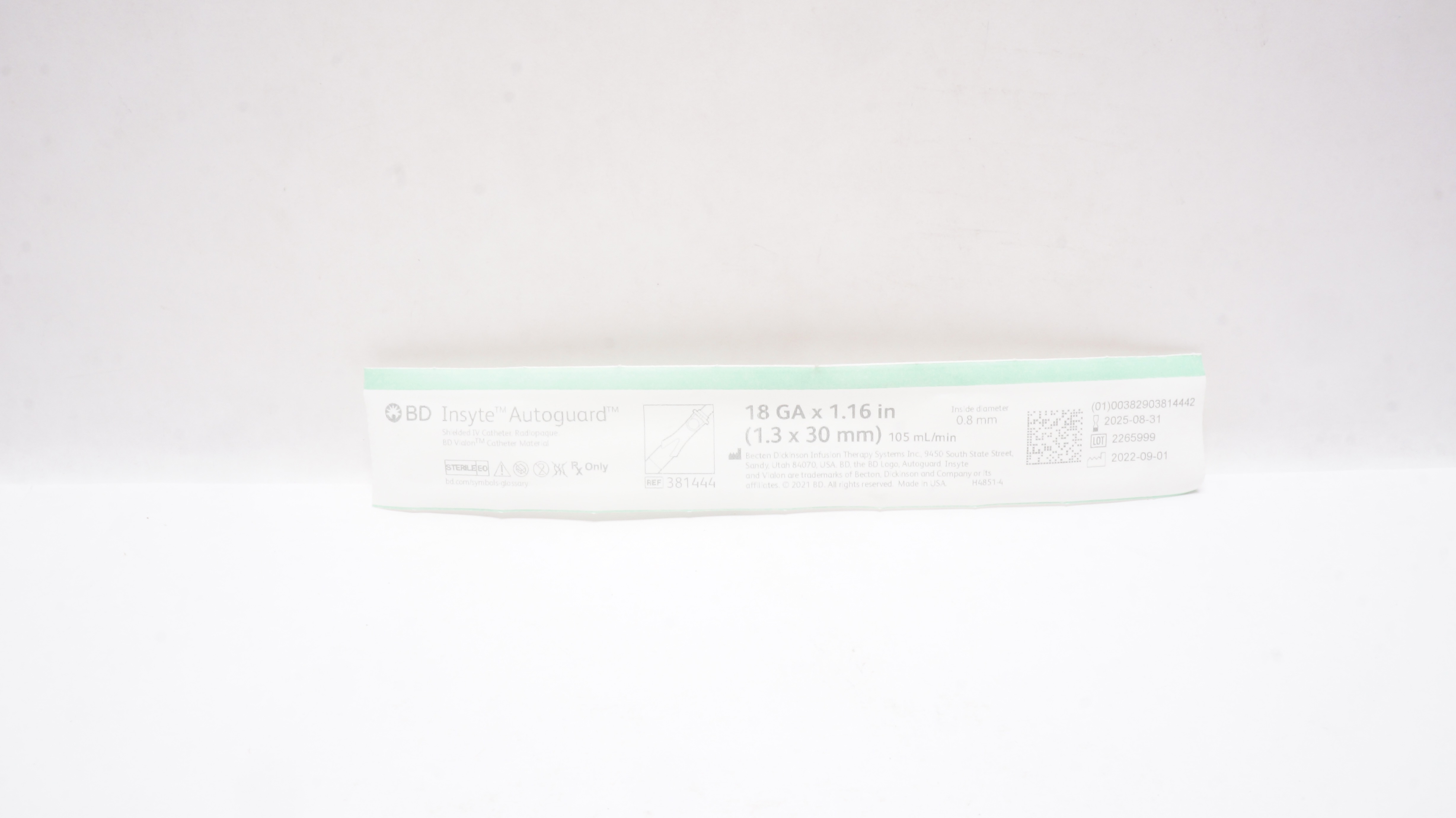 BD 381444 BD Insyte Autoguard Shielded IV Cath. 18Ga x 1.16inch