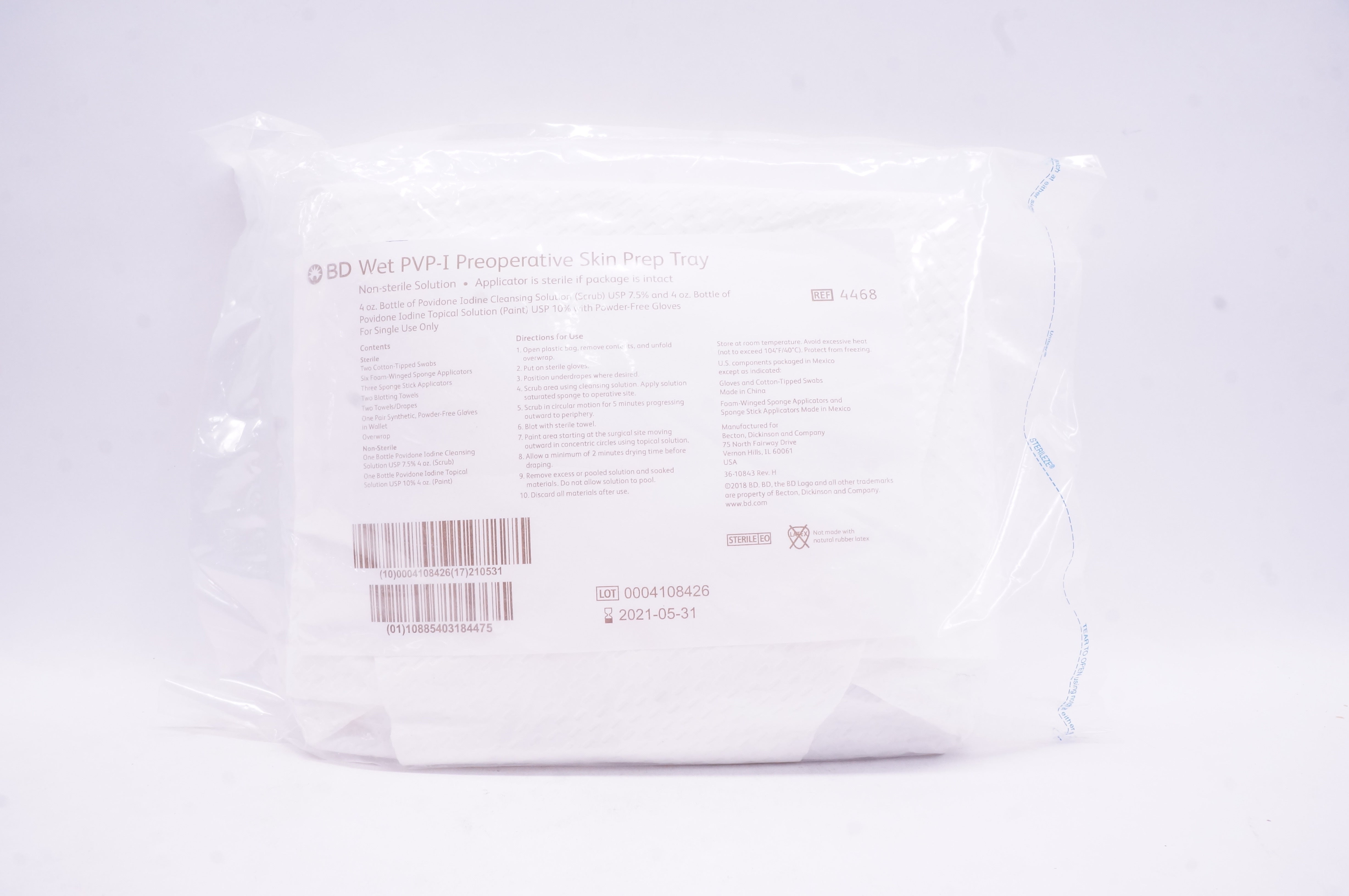 BD 4468 Wet PVP-I Preoperative Skin Prep Tray 4 oz.