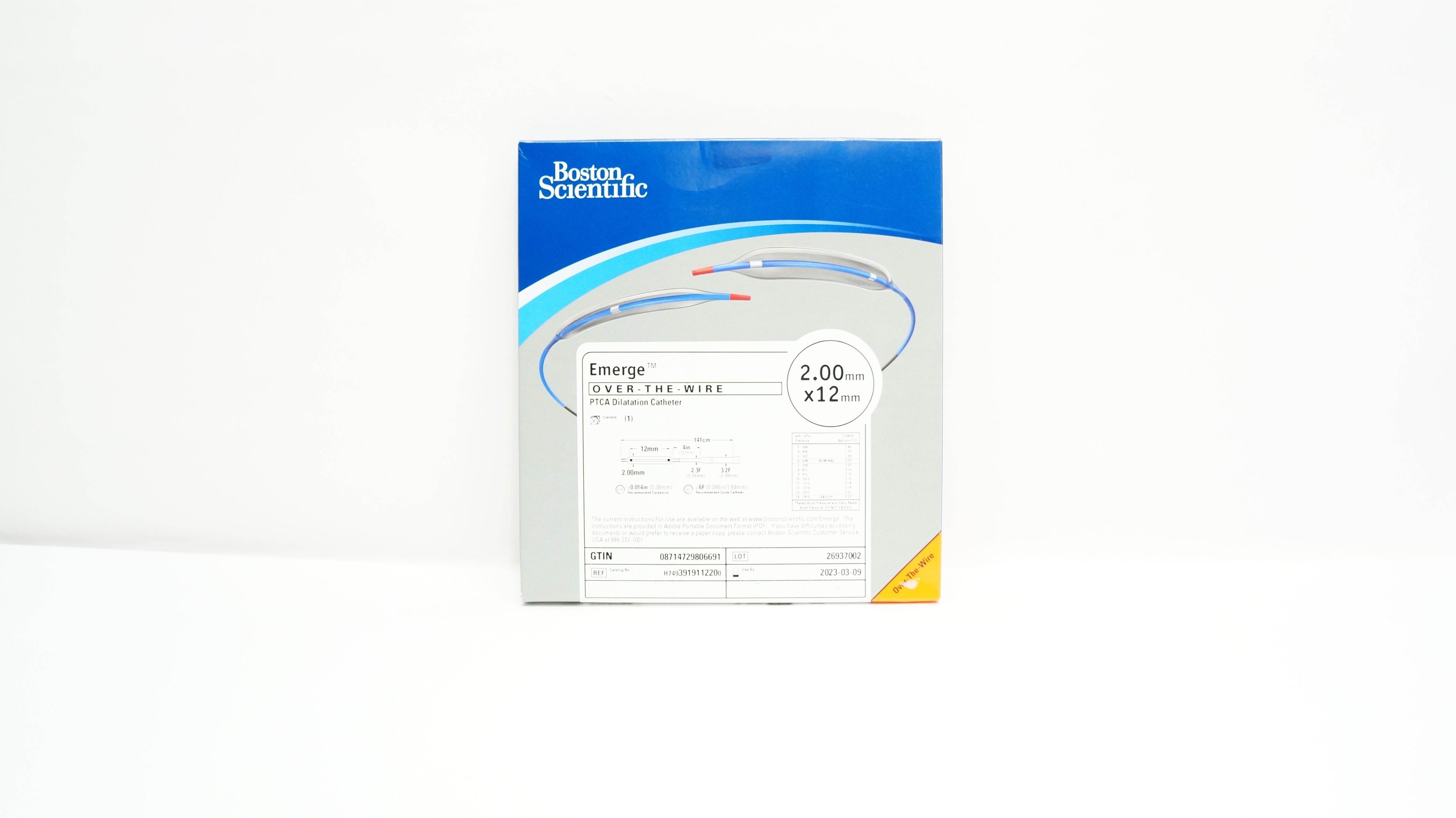 Boston Scientific H7493919112200 Emerge PTCA Dilatation Cath. 2.00mm x 12mm (x)