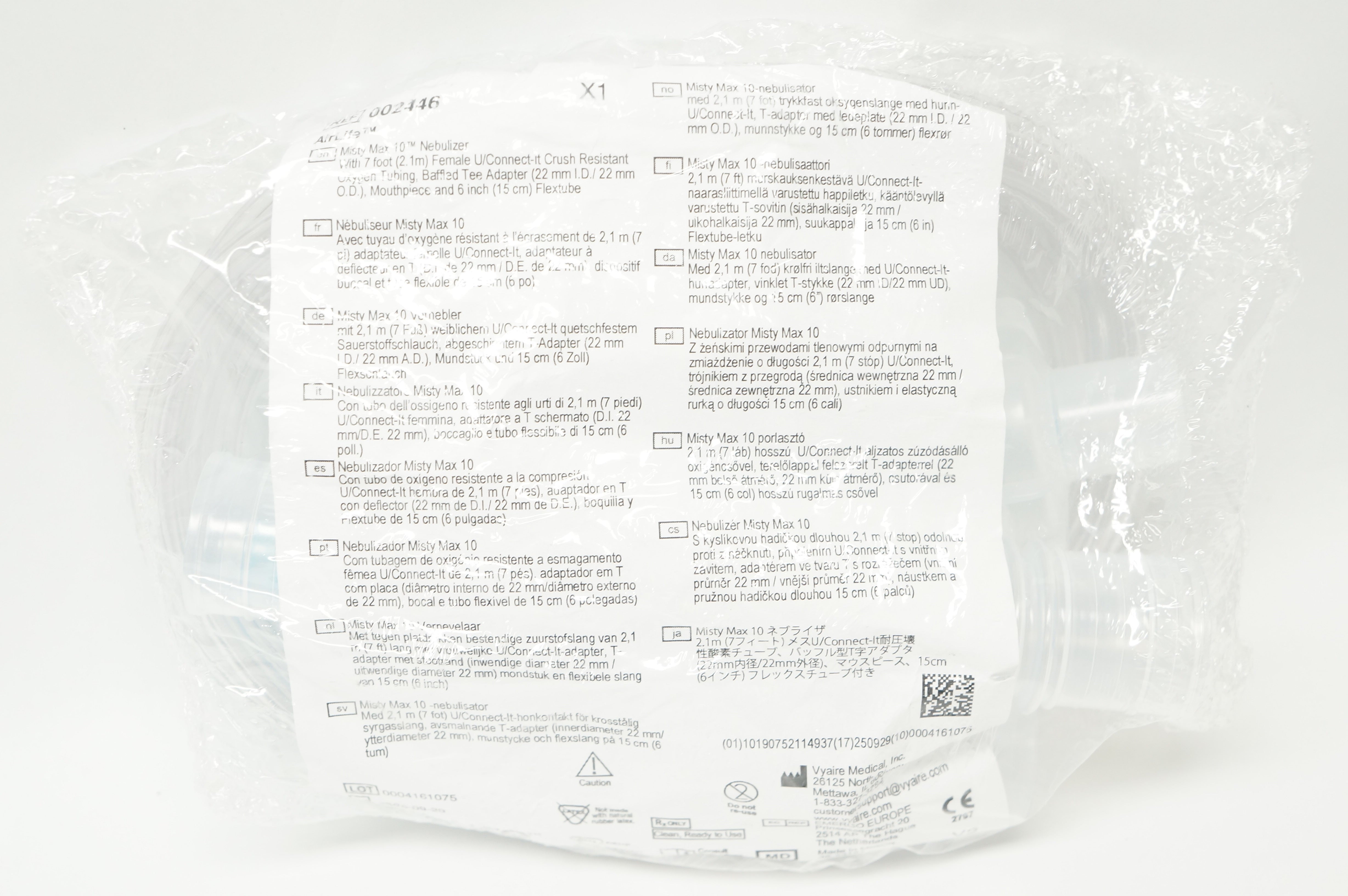 Vyaire 002446 Airlife Misty Max 10 Nebulizer w/7ft. Tubing. Adapter & Mouthpiece