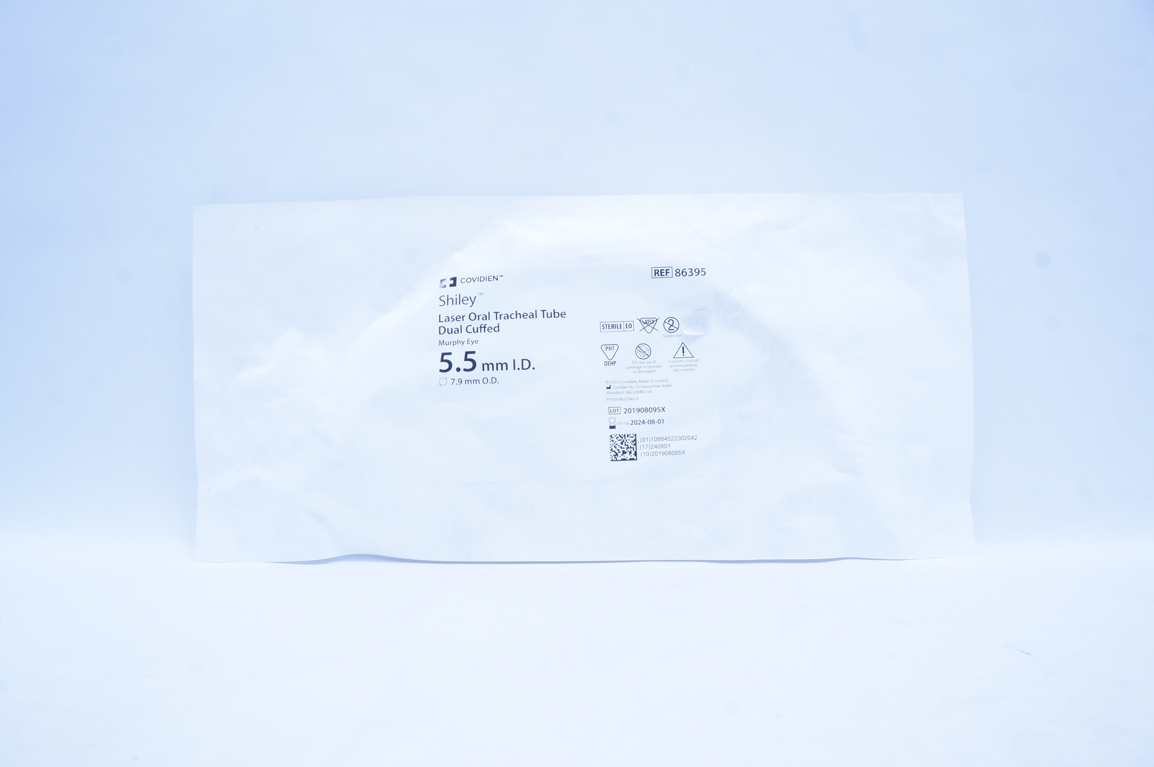 Covidien 86395 Shiley Laser Oral Tracheal Tube Dual Cuffed 5.5mm ID, 7.9mm OD