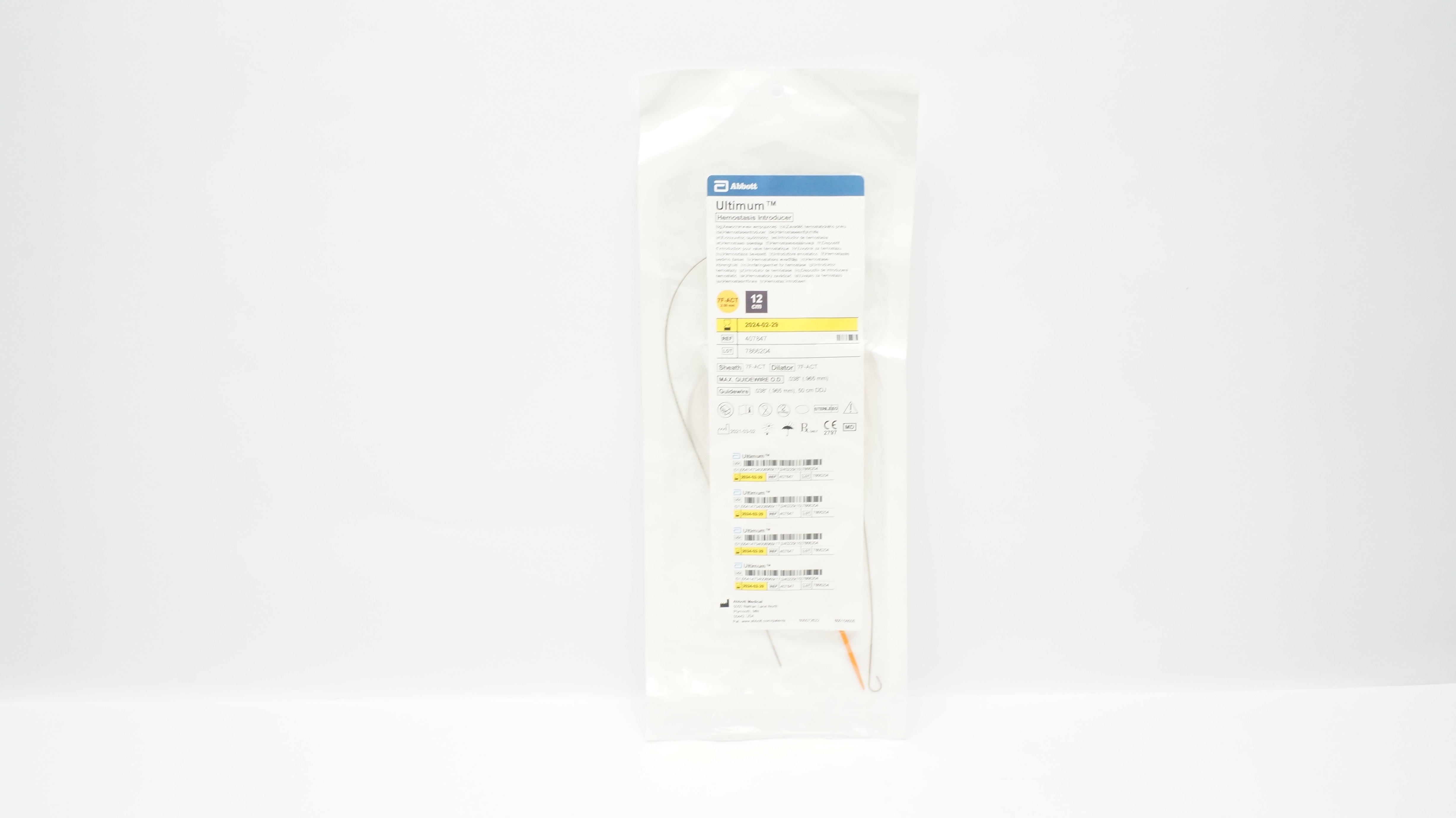 Abbott 407847 Ultimum Hemostasis Introducer 7F-ACT 2.50mm 12cm (x)