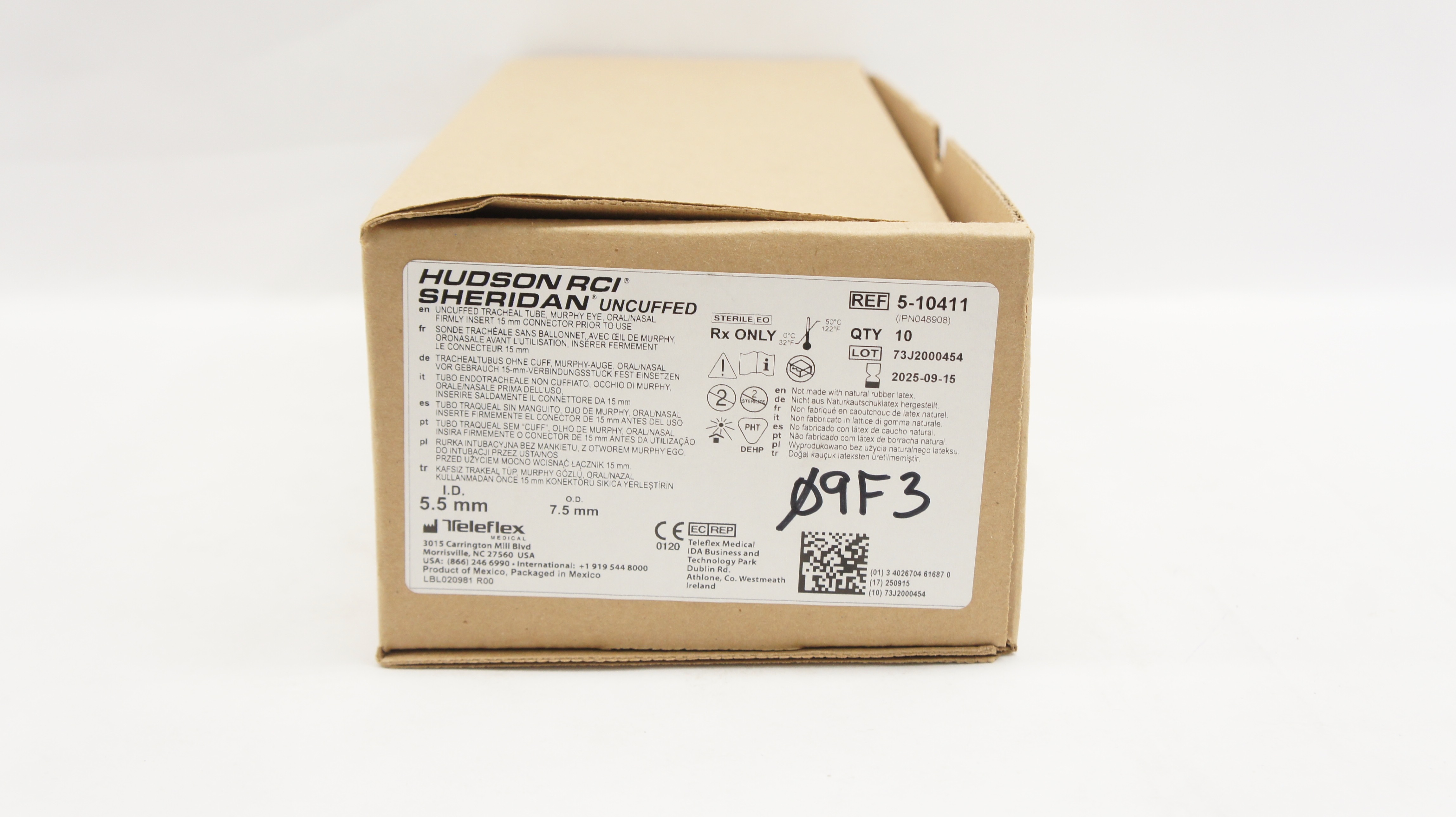 Hudson RCI 5-10411 Uncuffed Tracheal Tube Murphy Eye 5.5 x 7.5mm - Box of 10
