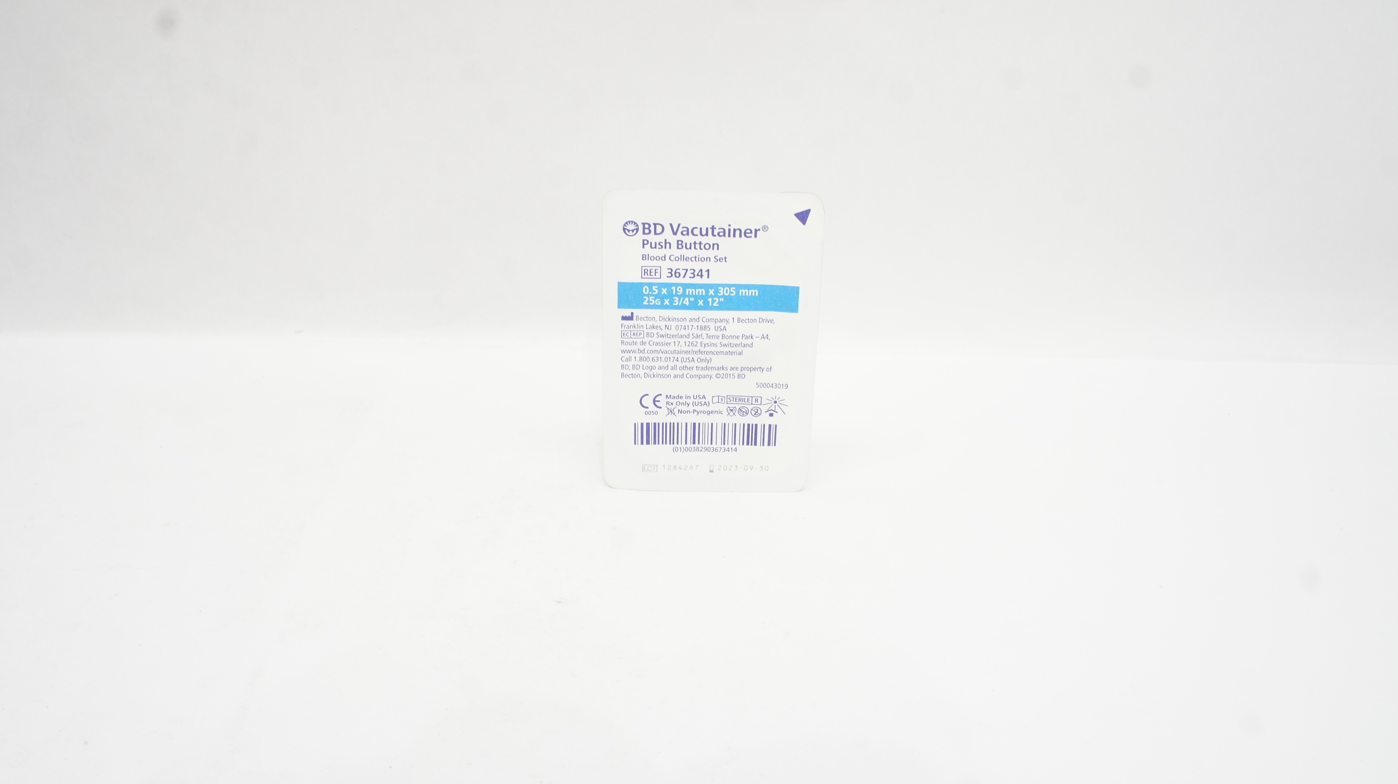 BD 367341 Vacutainer Push Button Blood Collection Set 25G x 3/4inch x 12inch (x)