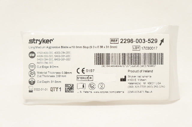 Stryker 2296-003-529 Long Medium Aggressive Blade  9.0 x 0.38 x 31.0 mm (x)