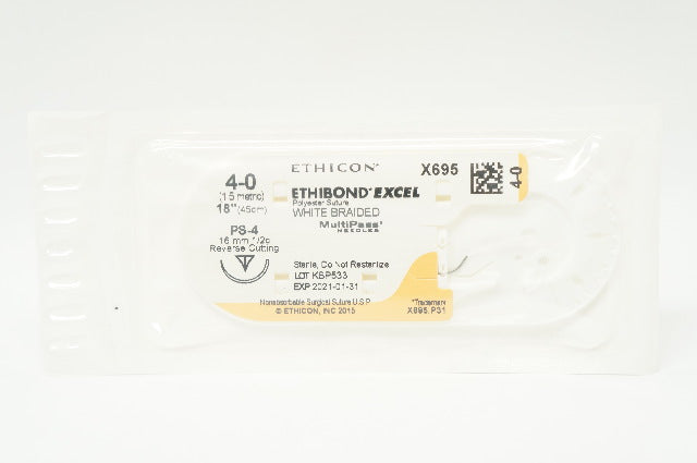 Ethicon X695 4-0 Ethibond Excel PS-4 16mm 1/2c Reverse Cutting, 18 inch (x)