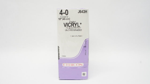 Ethicon J643H 4-0 Coated Vicryl Undyed Braided 18inch (x) - Box of 36