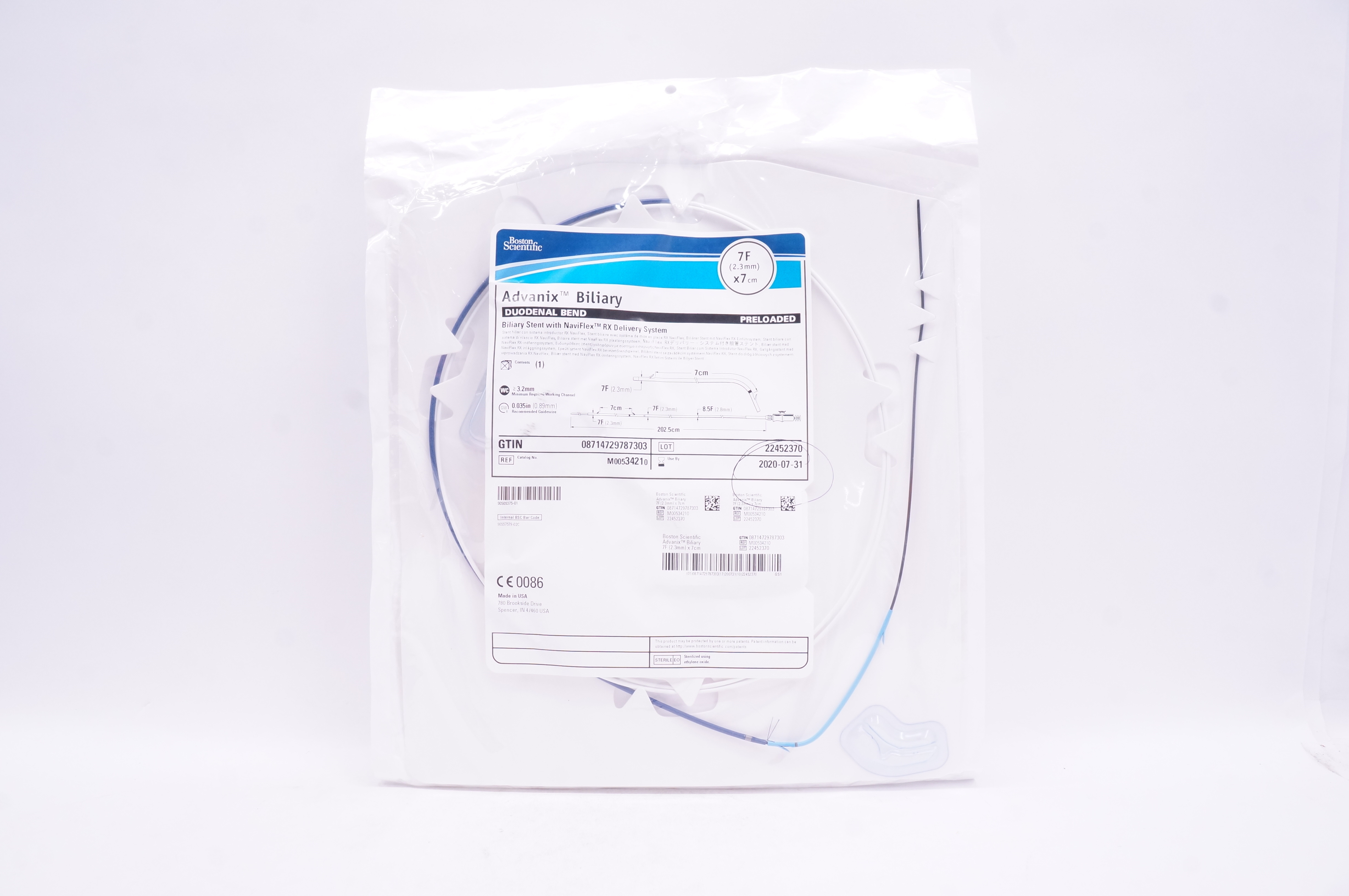 Boston Scientific 3421 Advanix Biliary Stnt Duodenal Bend 7F x 7cm (x)