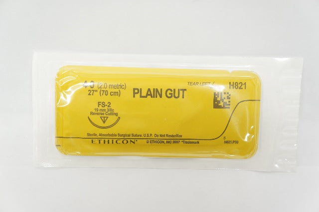 Ethicon H821 4-0 PLAIN GUT, FS-2, 19mm 3/2c, 27inch