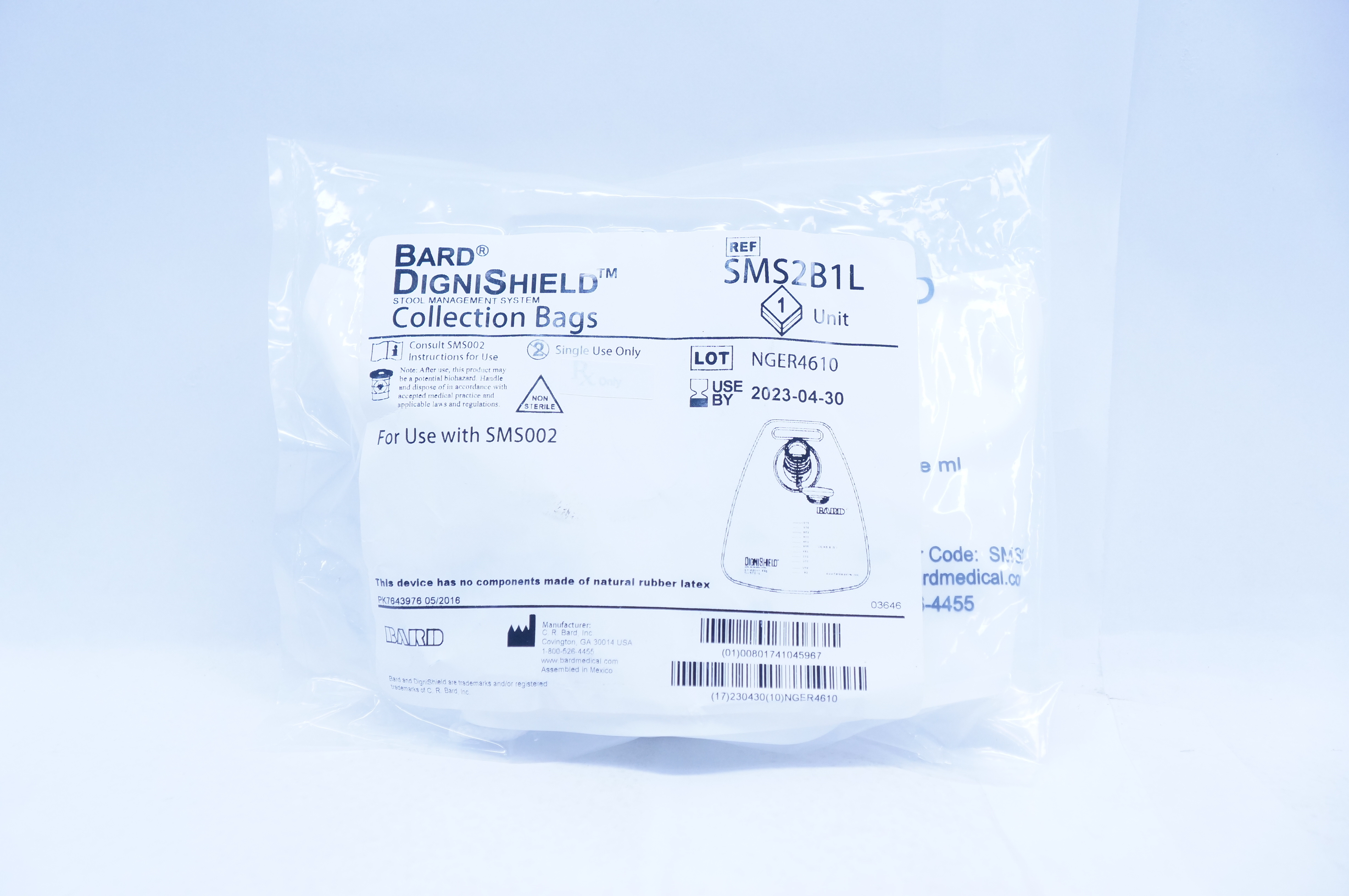 Bard SMS2B1L DigniShield Stool Management System Collection Bags