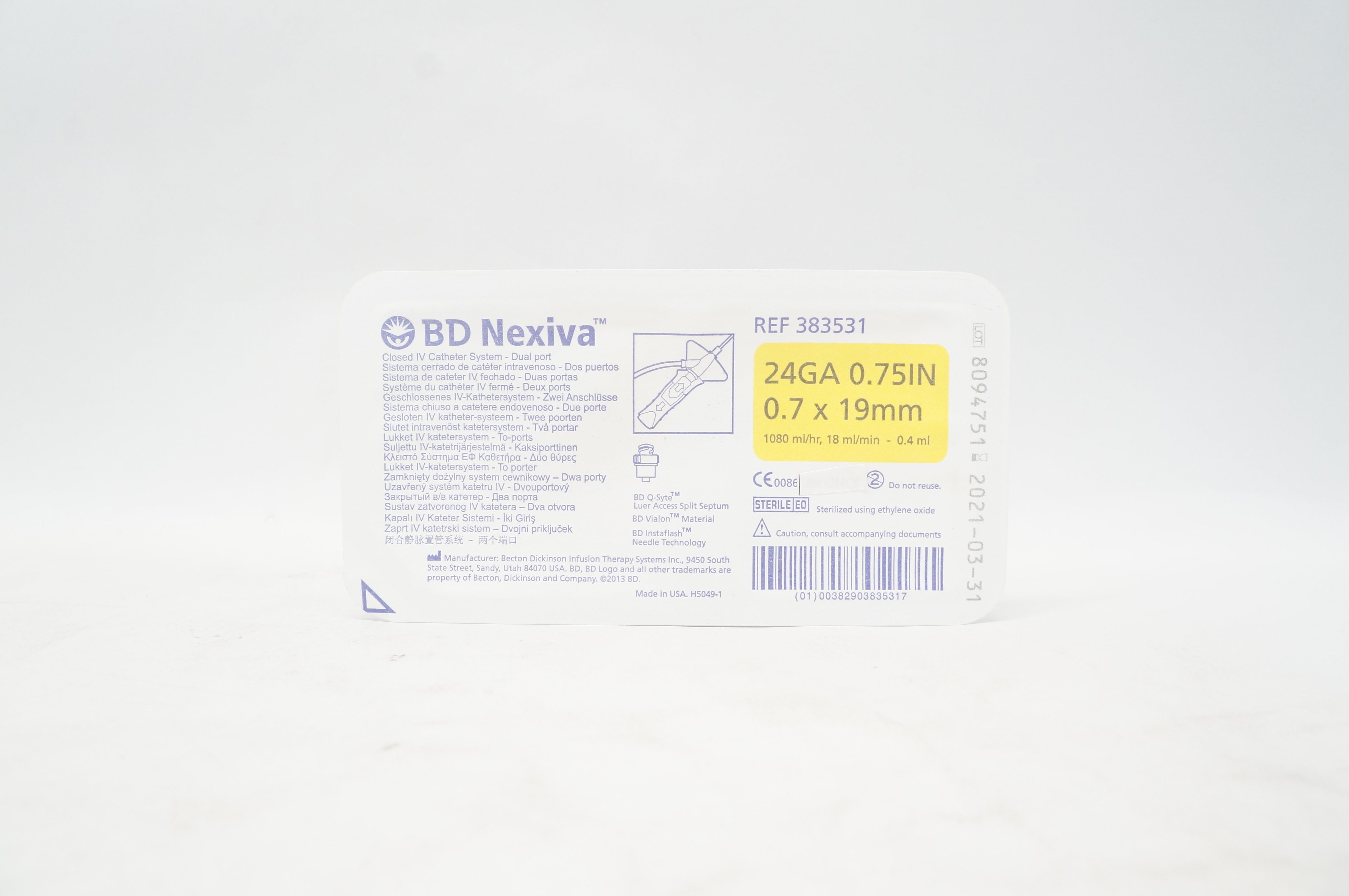 BD 383531 Nexiva Closed IV Cath System 24Ga x 0.75inch (x)