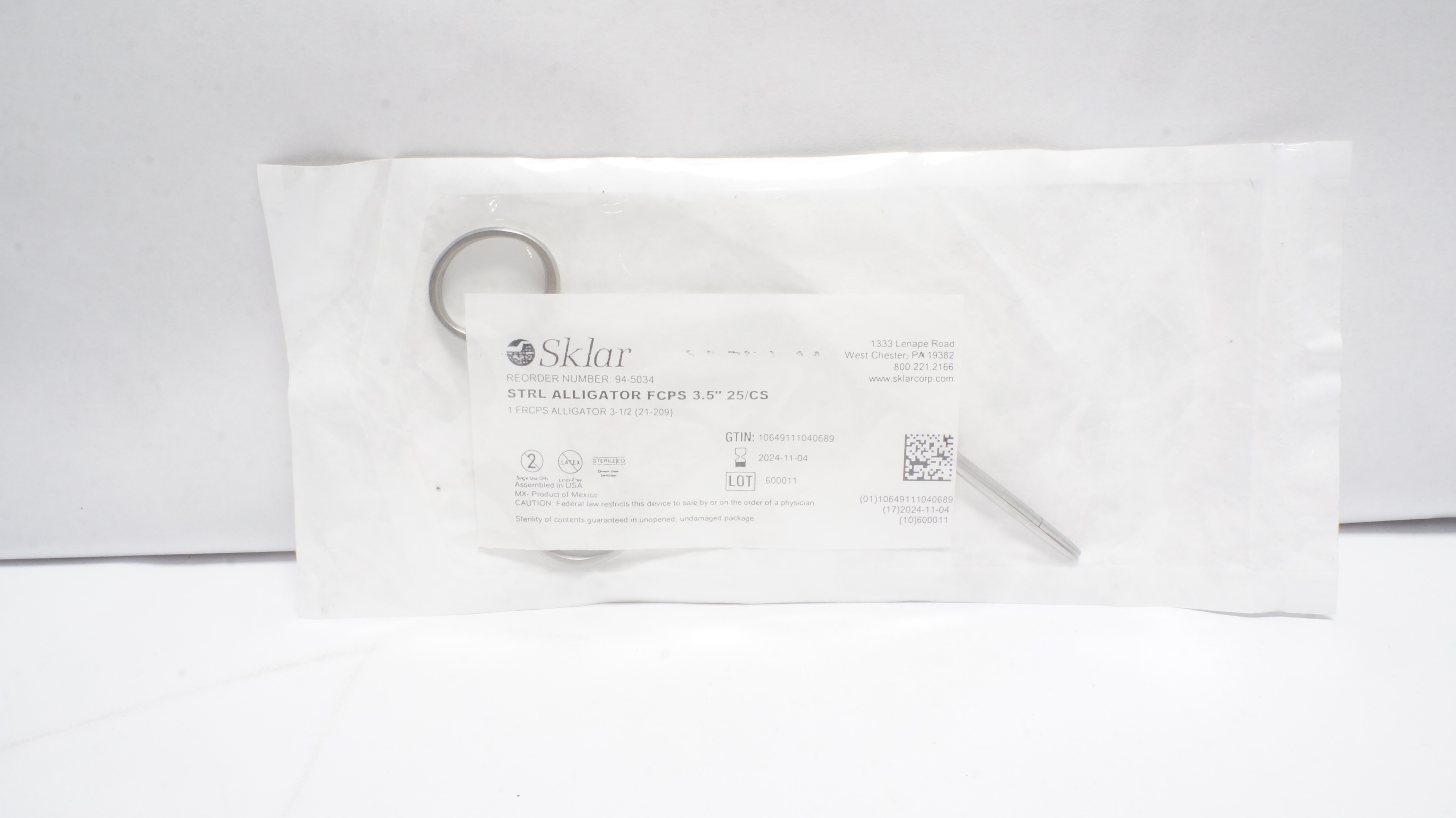 Sklar 94-5034 Sterile Alligator FCPS 3.5In 25/CS (x)