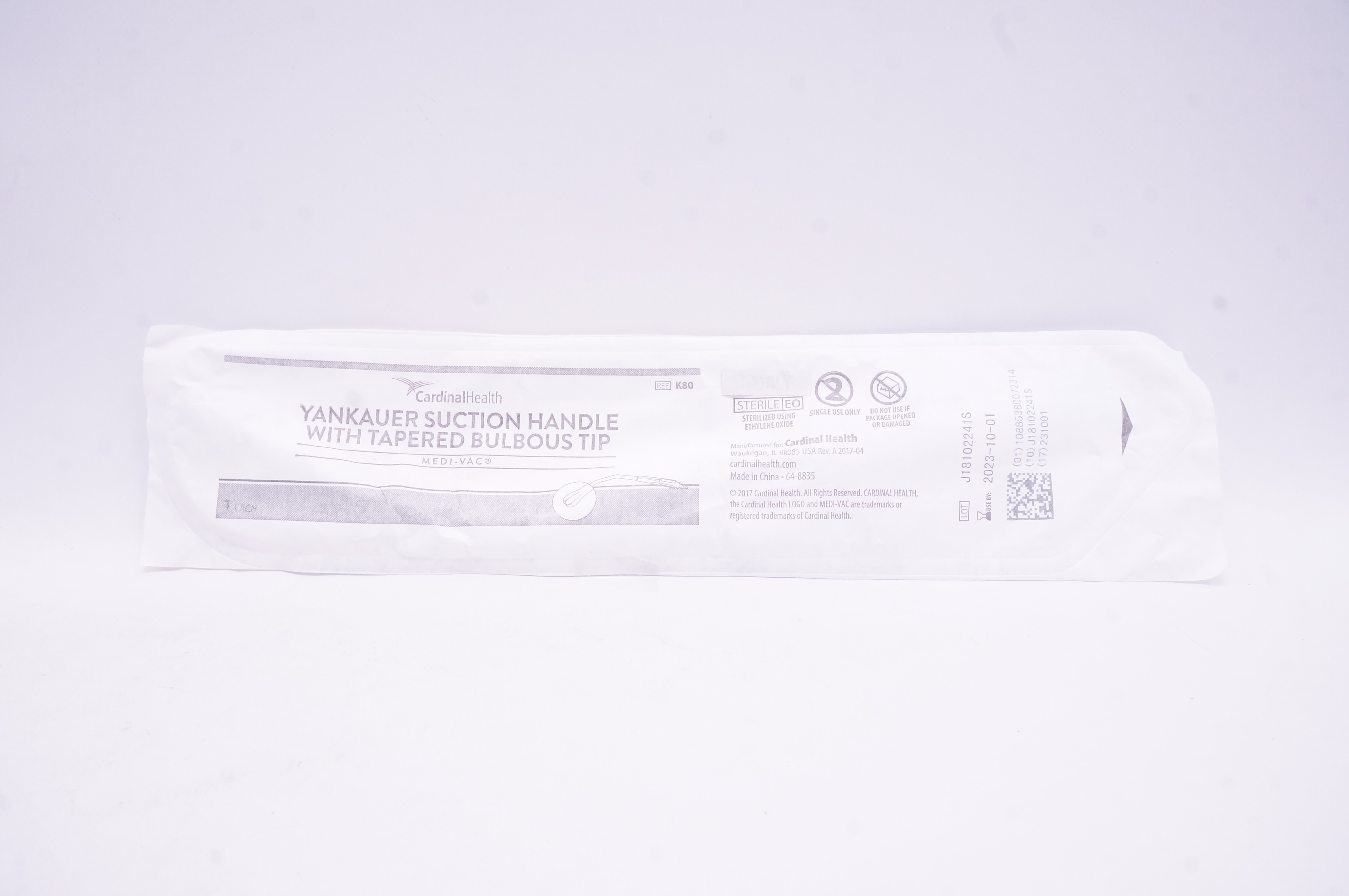 Cardinal Health K80 Yankauer Suction Handle With Tapered Bulbous Tip