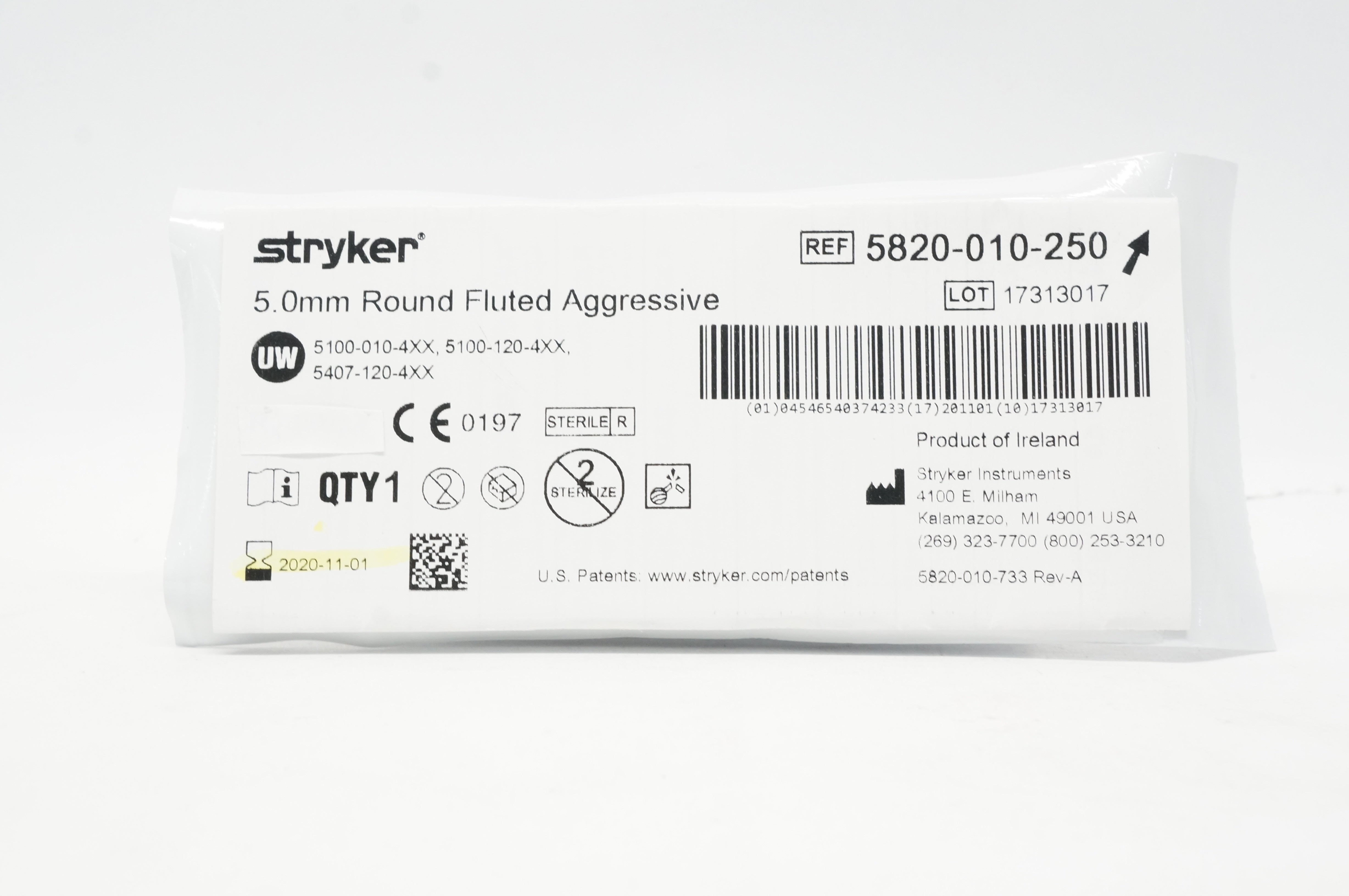 Stryker 5820-010-250 Round Fluted Aggressive 5.0mm (x)