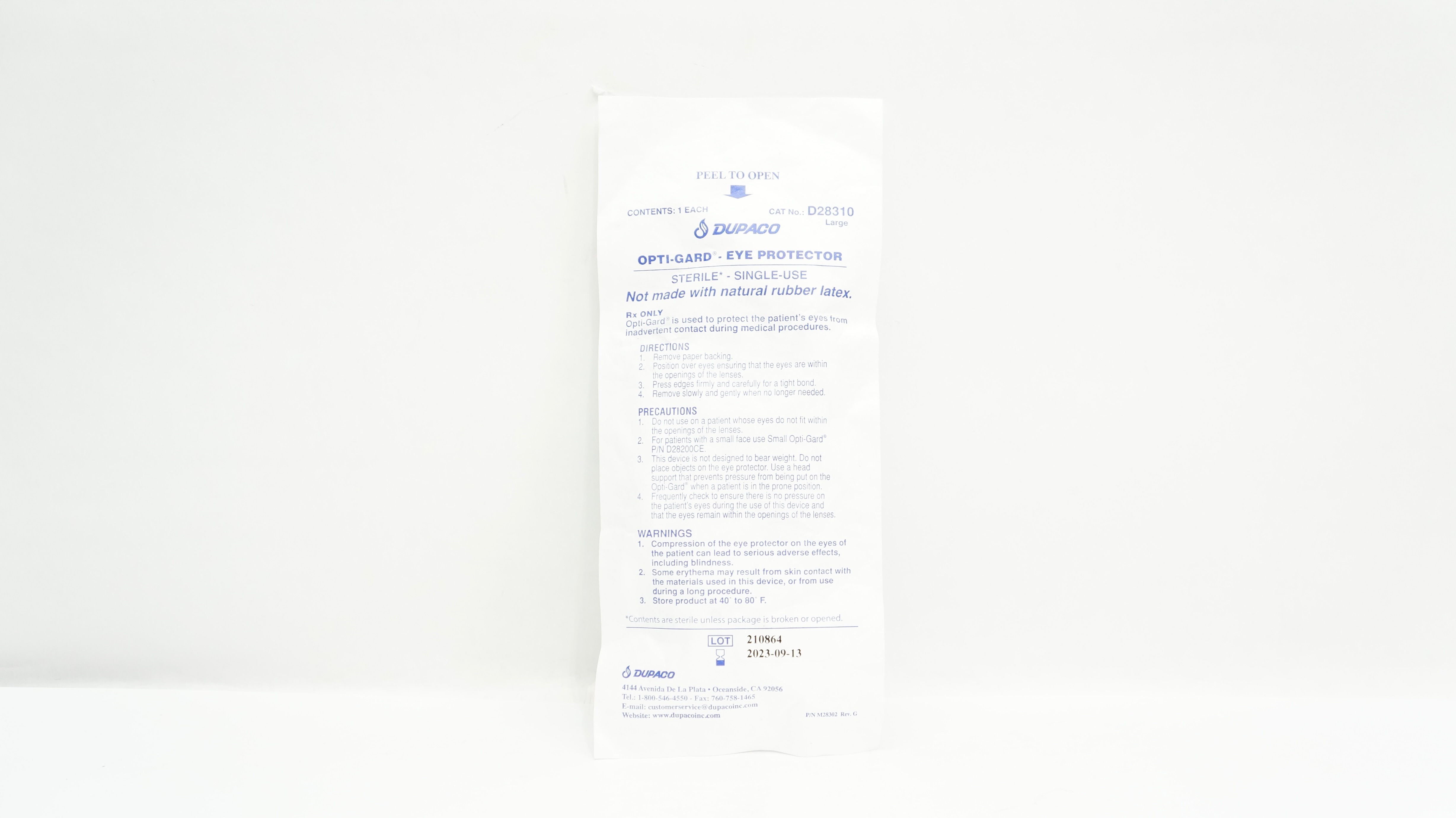 Dupaco D28310 Opti-Gard Eye Protector Large
