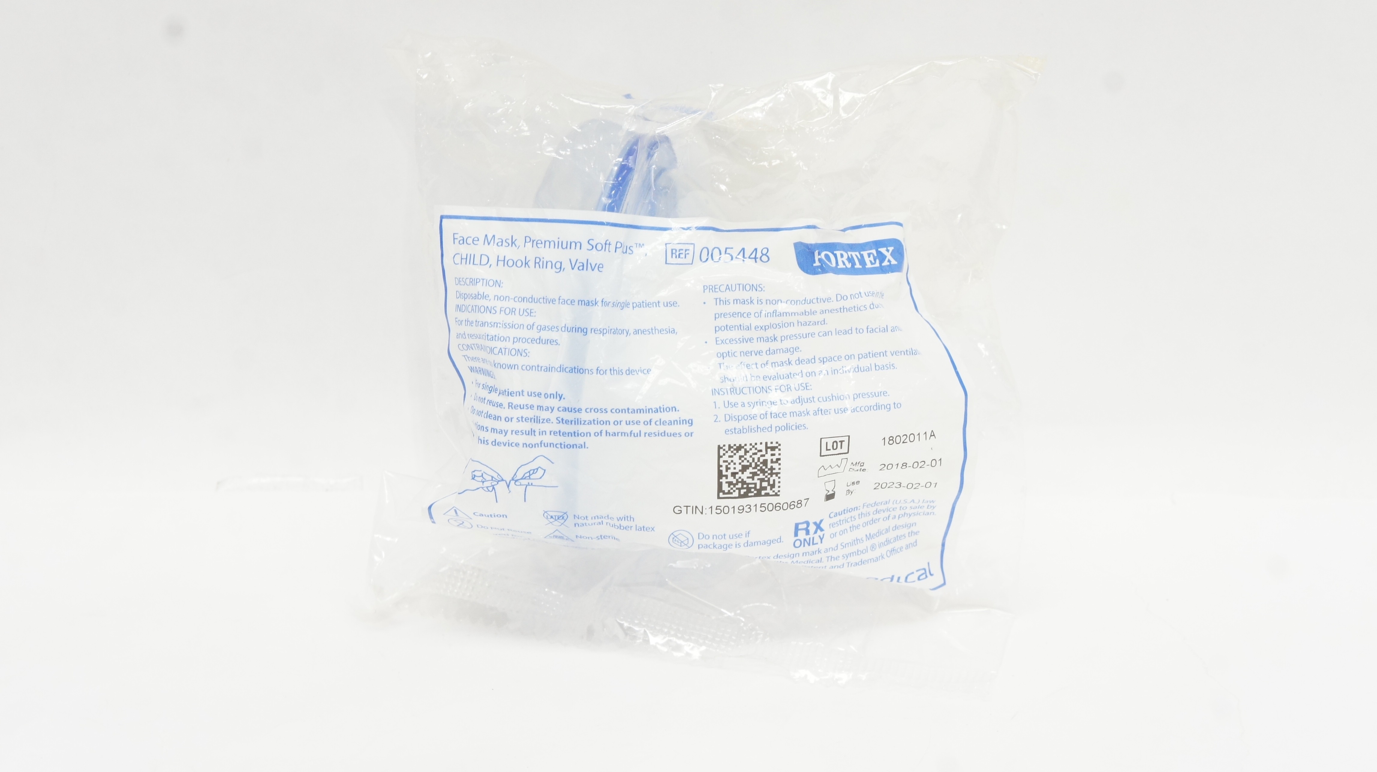 Smiths Medical 005448 Portex Face Mask Premium Soft Plus Child Hook Ring Valve(x)