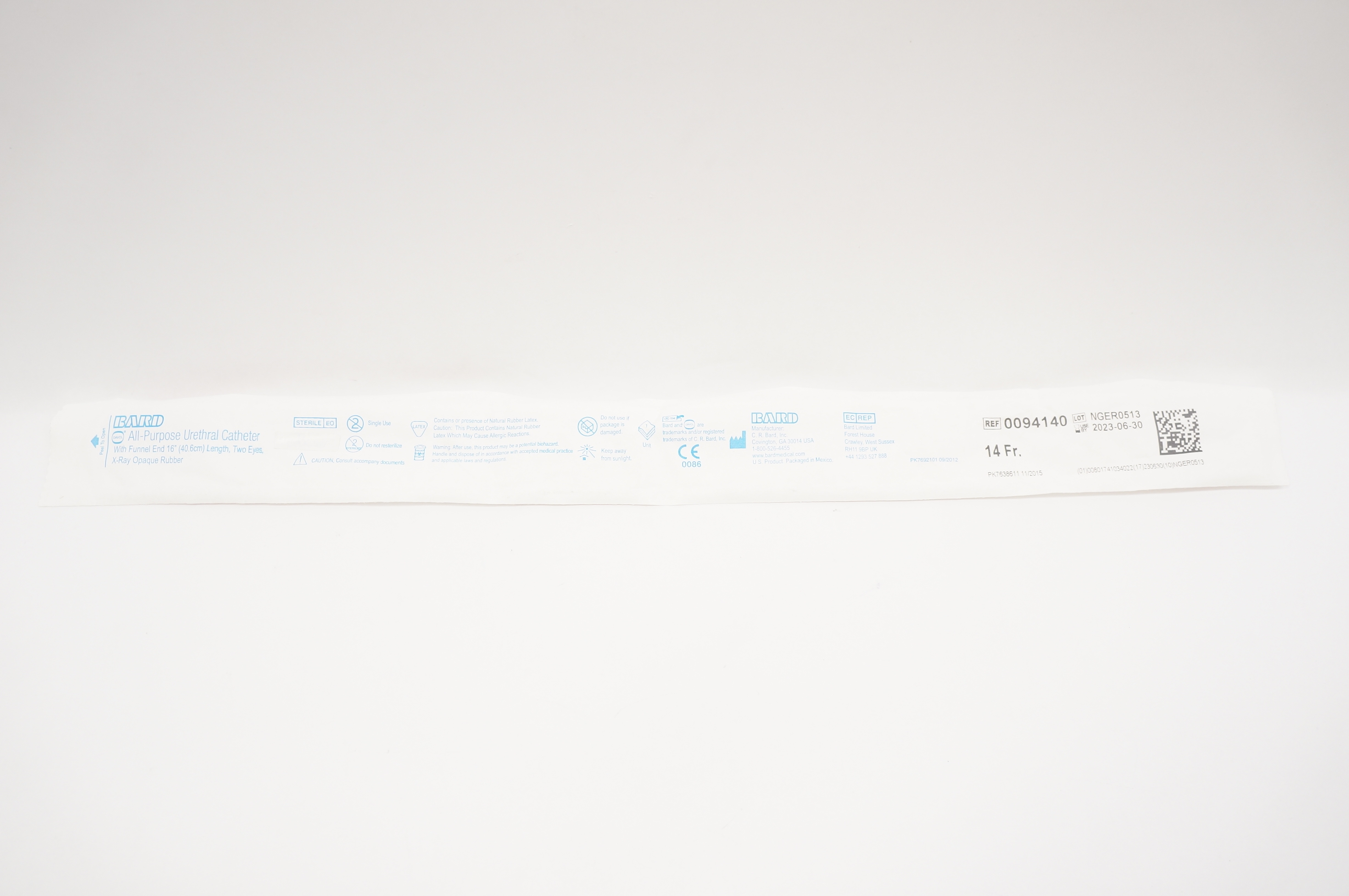 Bard 0094140 14Fr. All-Purpose Urethral Cath. with Funnel End 16inch Length