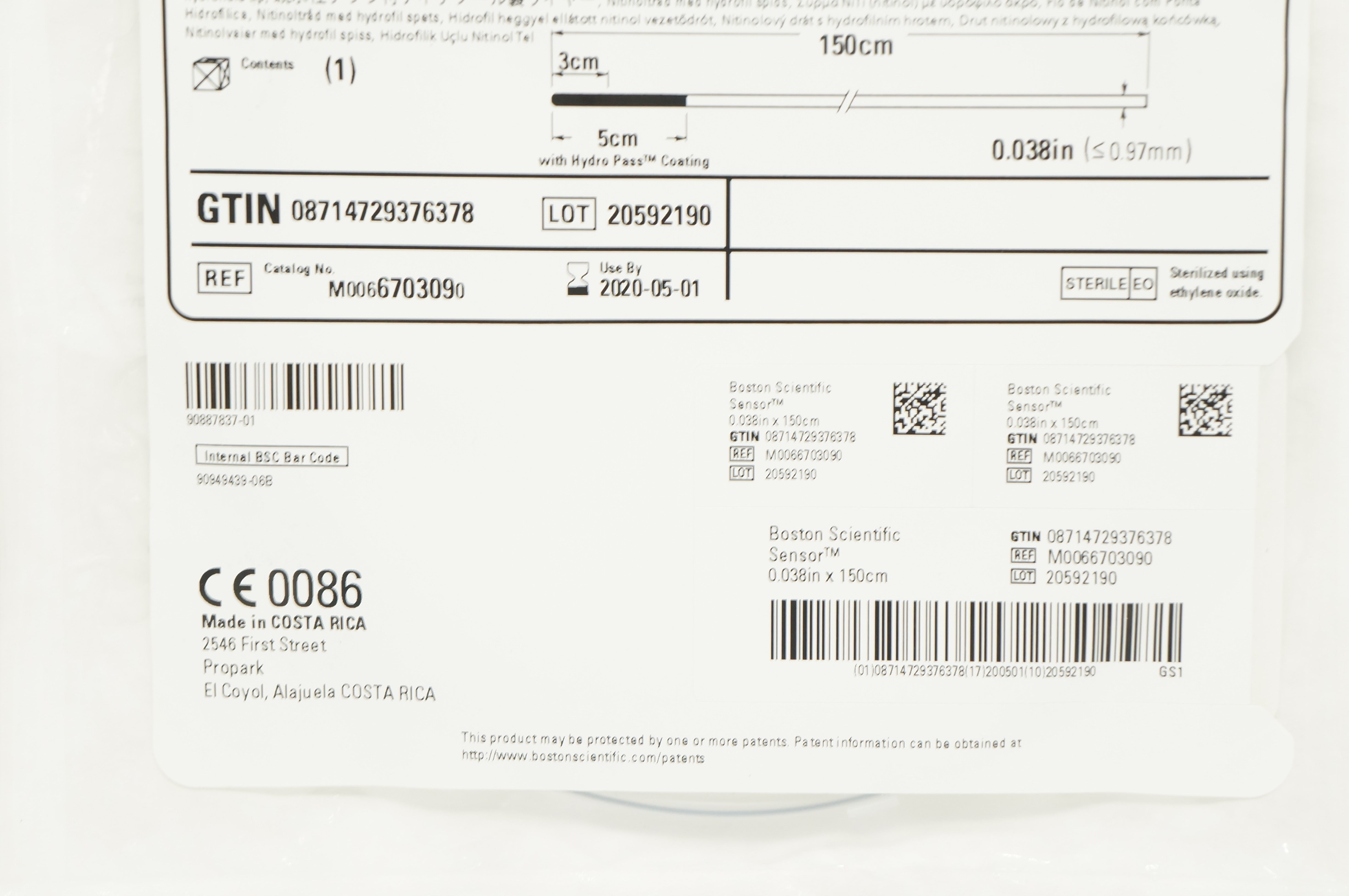 Boston Scientific M0066703090 Sensor Nitinol Wire 0.038in. x 150cm (x) Defi デフィブーストメーター中古