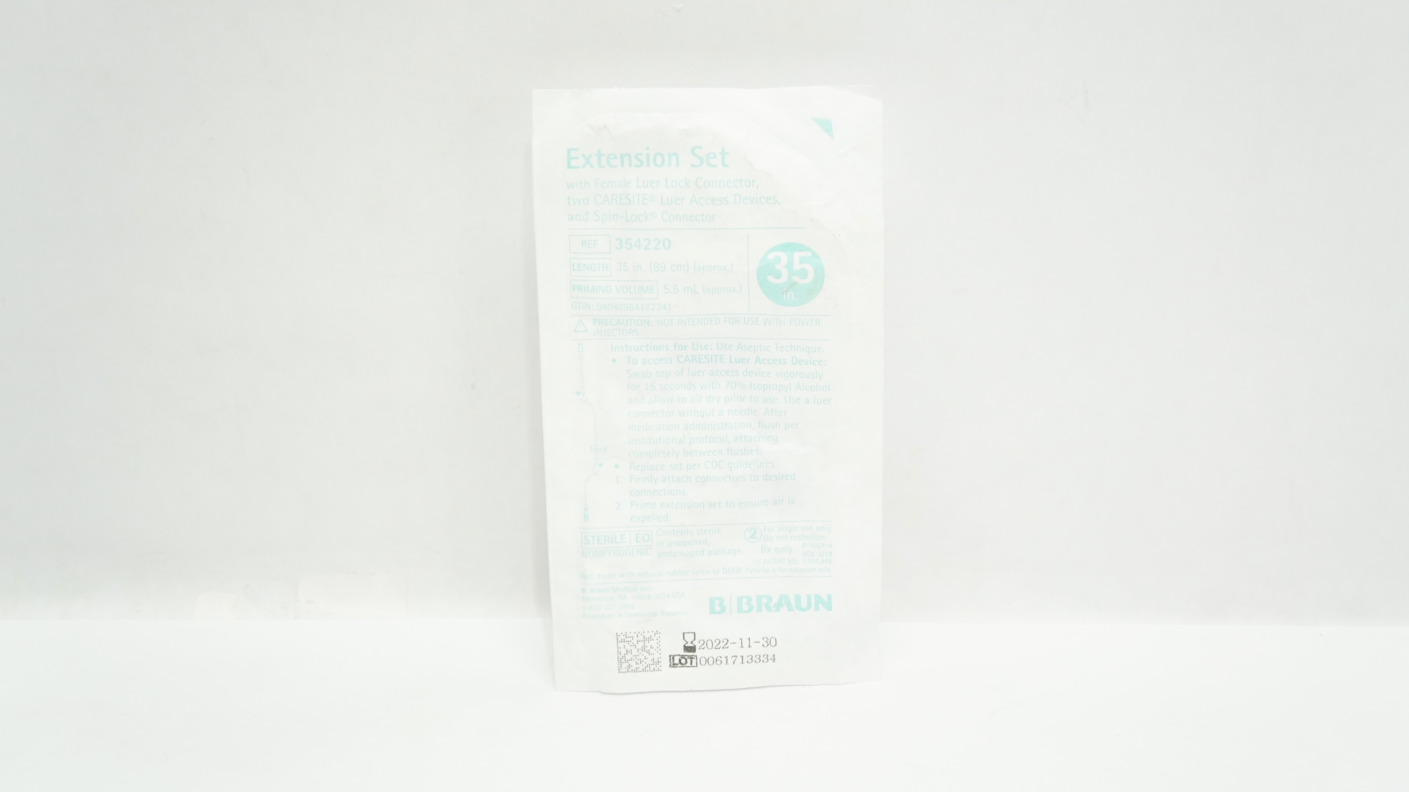 Braun 354220 Extension Set with Female Luer Lock Connector 35inch x 5.5mL (x)