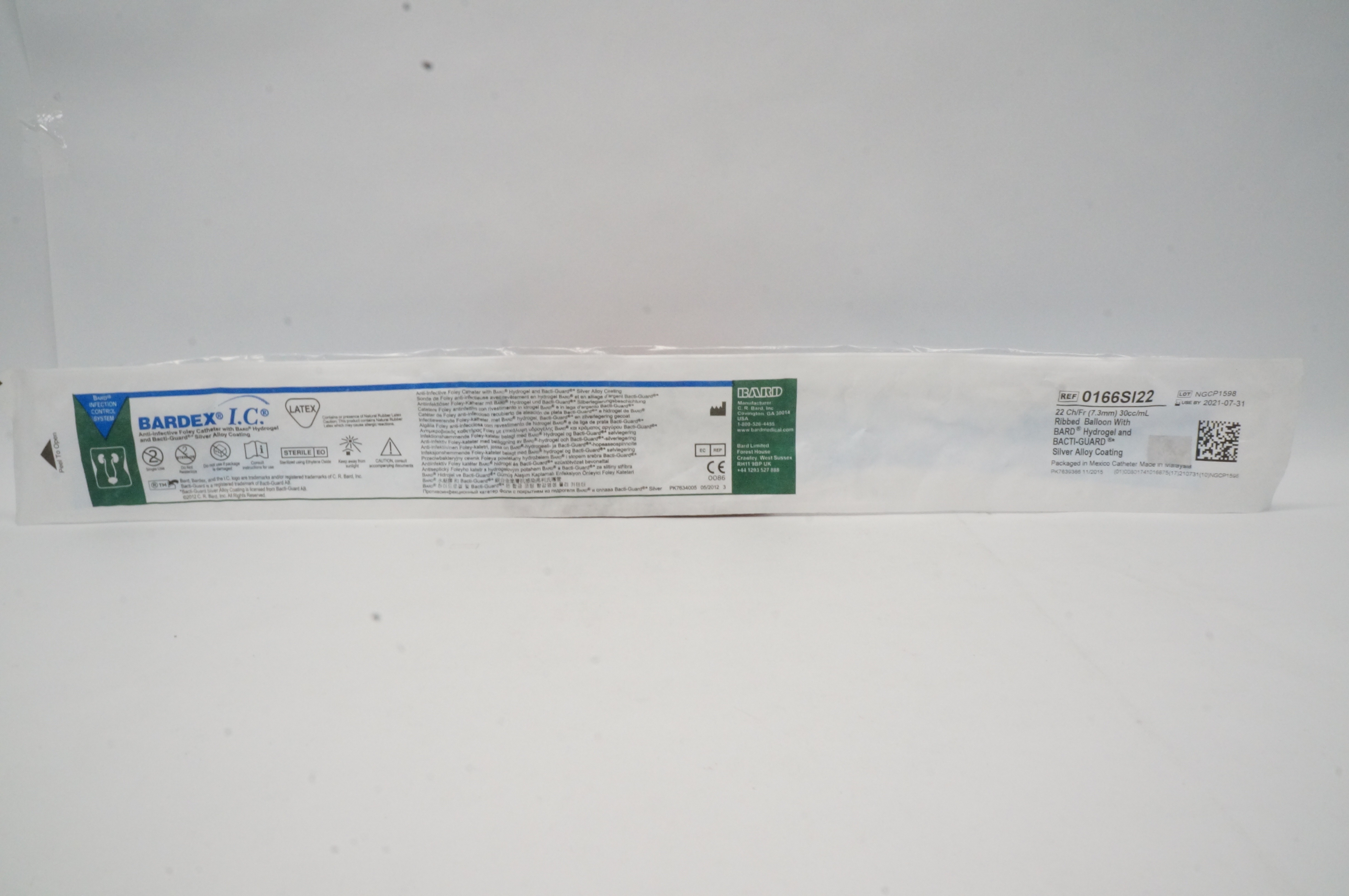 Bard 0166SI22 Bardex I.C. Anti-Infective Foley Cath. 22Ch/Fr x 30cc/mL