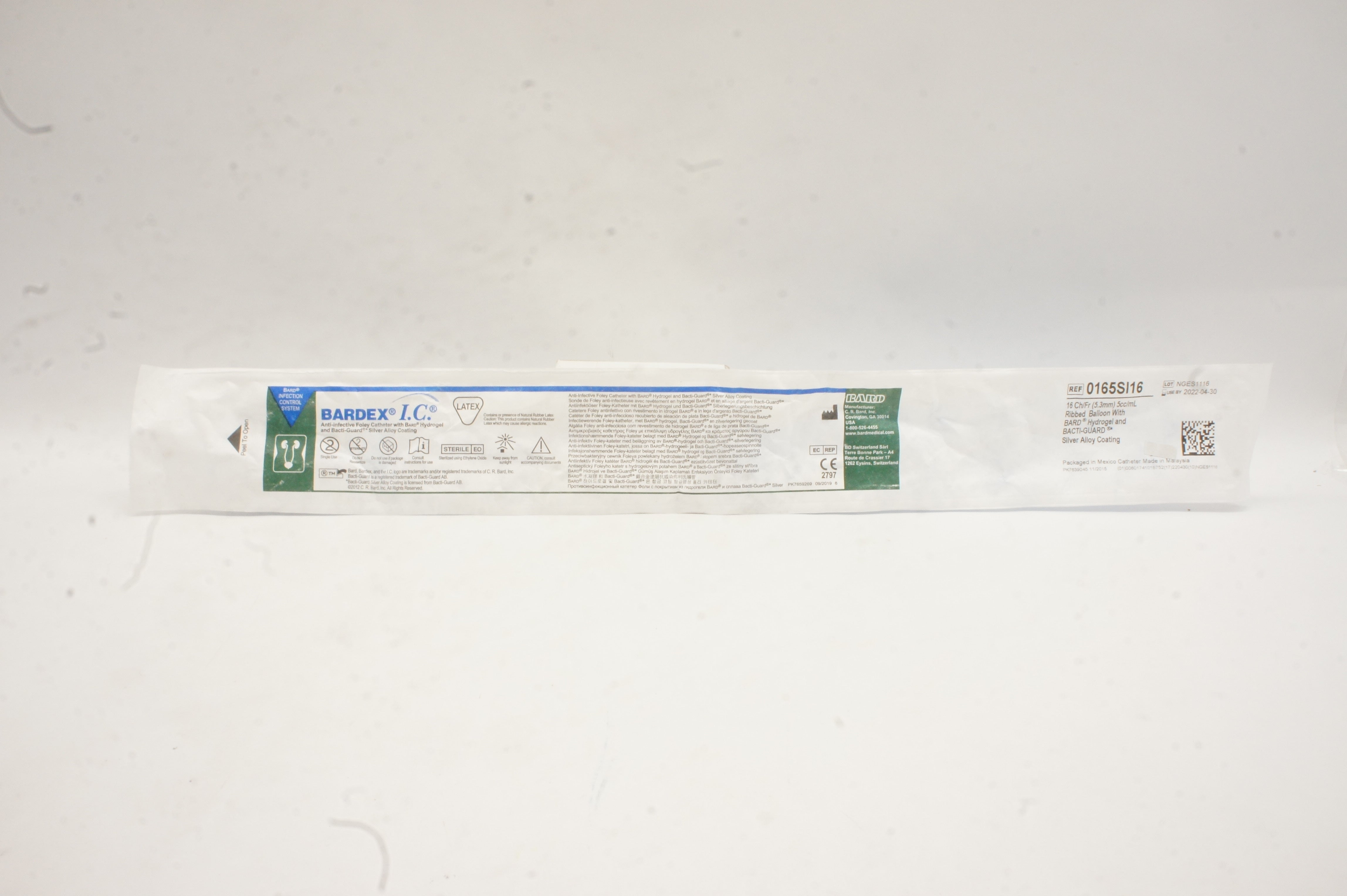 Bard 0165SI16 Bardex I.C. Anti-Infective Foley Cath. 16Ch/Fr. 5cc./mL.