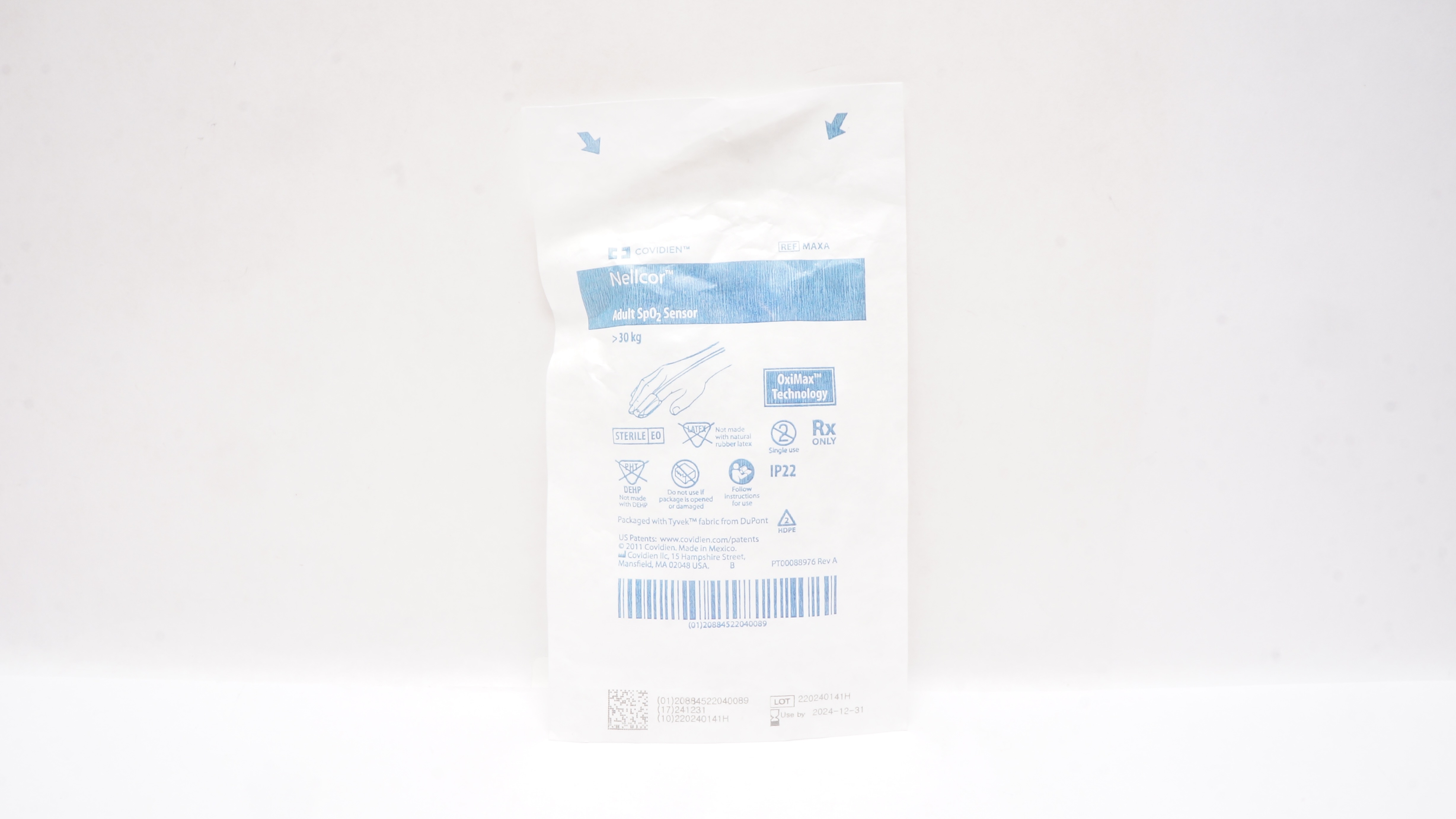 Covidien MAXA Nellcor Adult SpO2 Sensor > 30kg OxiMax Technology